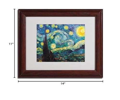 Trademark Fine Art Vincent Van Gogh Starry Night Framed Matted Canvas Art, 11 by - Thumbnail 5