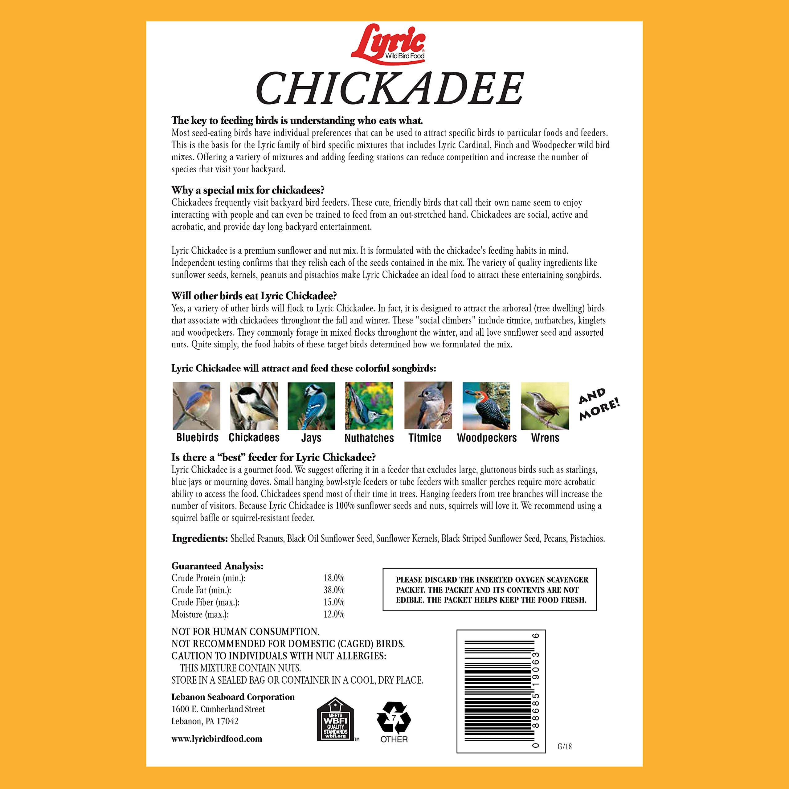 Lyric Chickadee Wild Bird Seed - Sunflower & Nut Premium Wild Bird Seed for Outs - Thumbnail 2