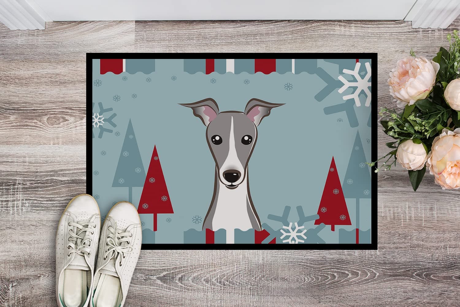 Caroline's Treasures BB1732MAT Winter Holiday Italian Greyhound Doormat 18x27 Fr - Thumbnail 2