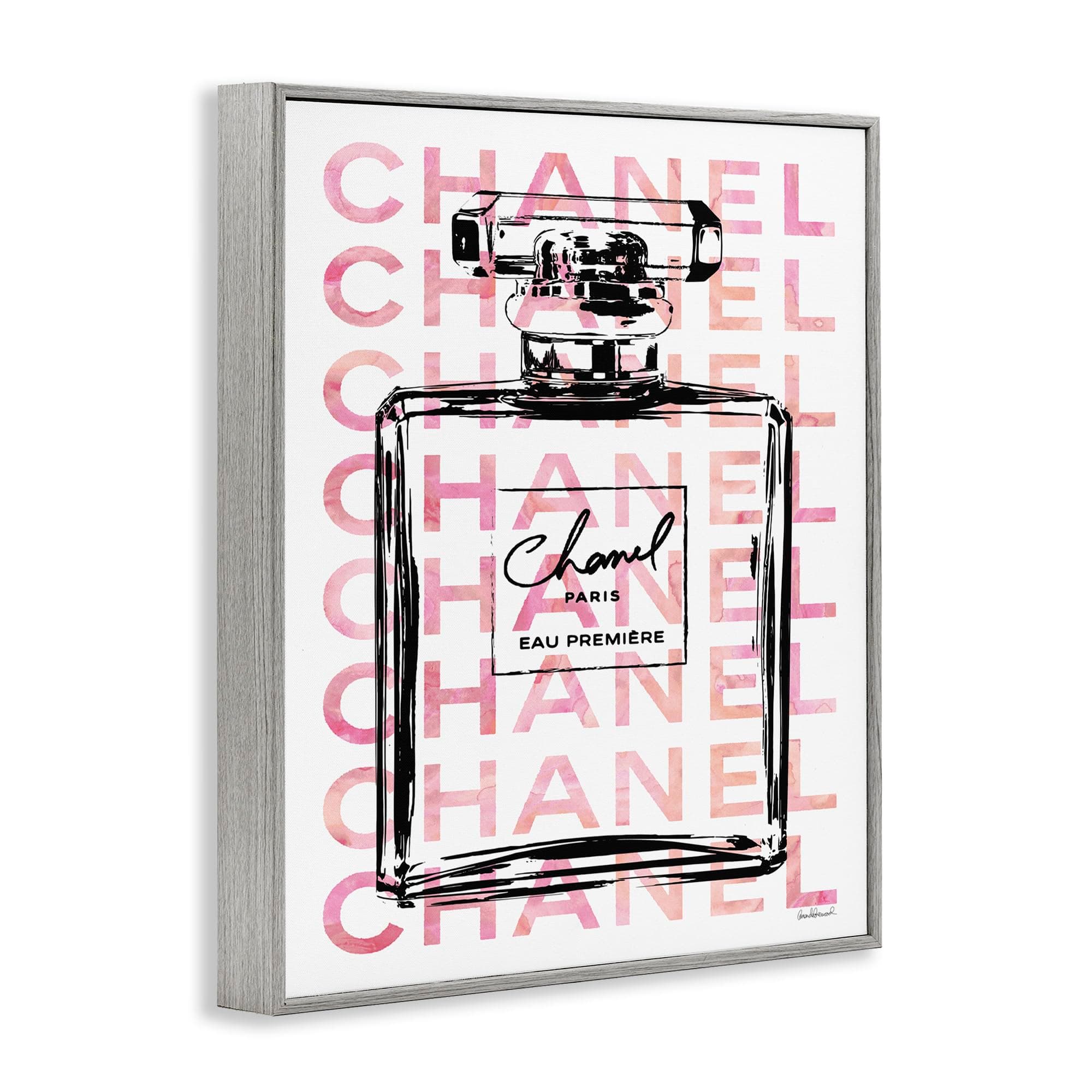 Stupell Industries Glam Pink Fashion Book Champagne Hells and Flowers Grey Frame - Thumbnail 3