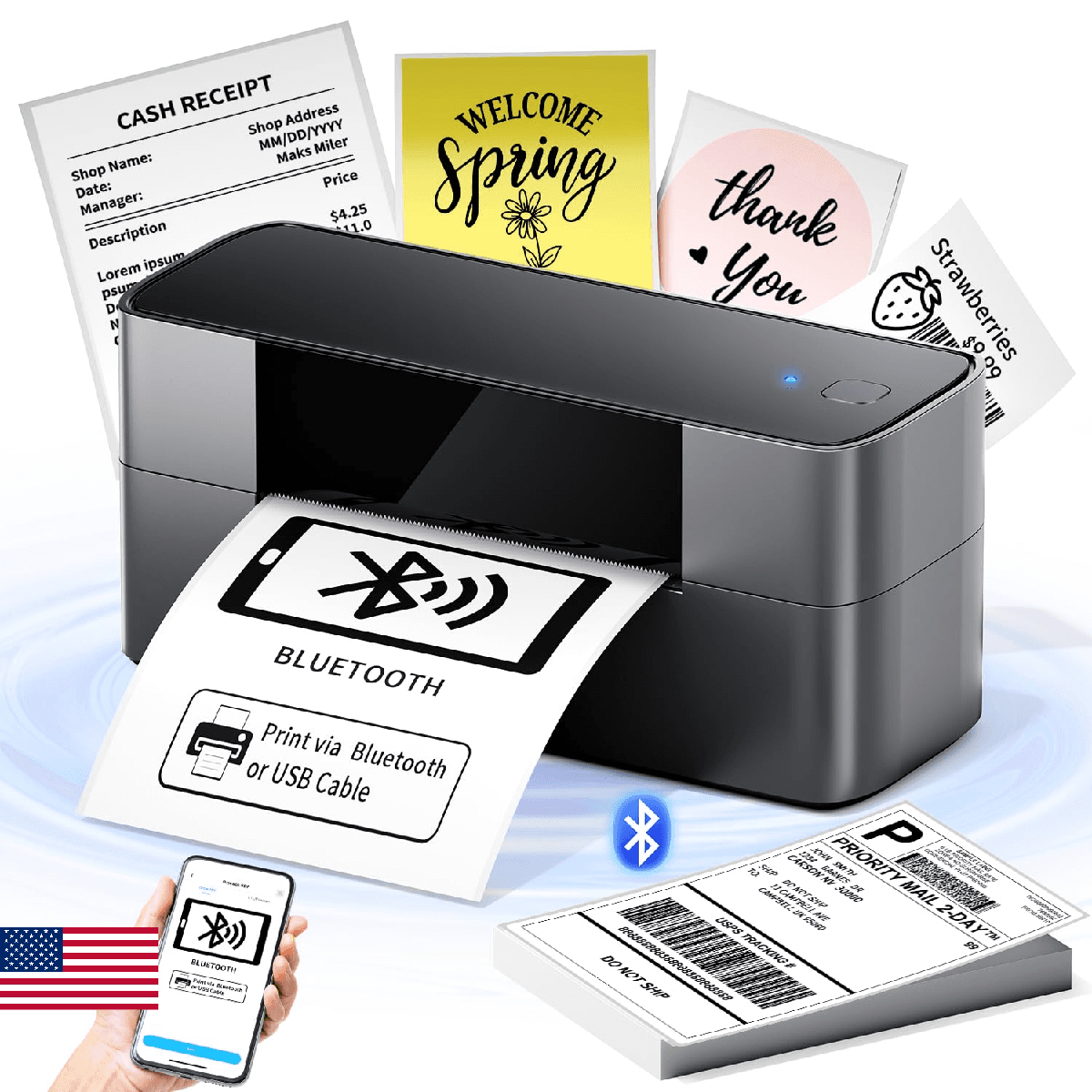 WCZ Bluetooth Shipping Label Printer, Wireless Thermal Label Printer for Small B - Image 1