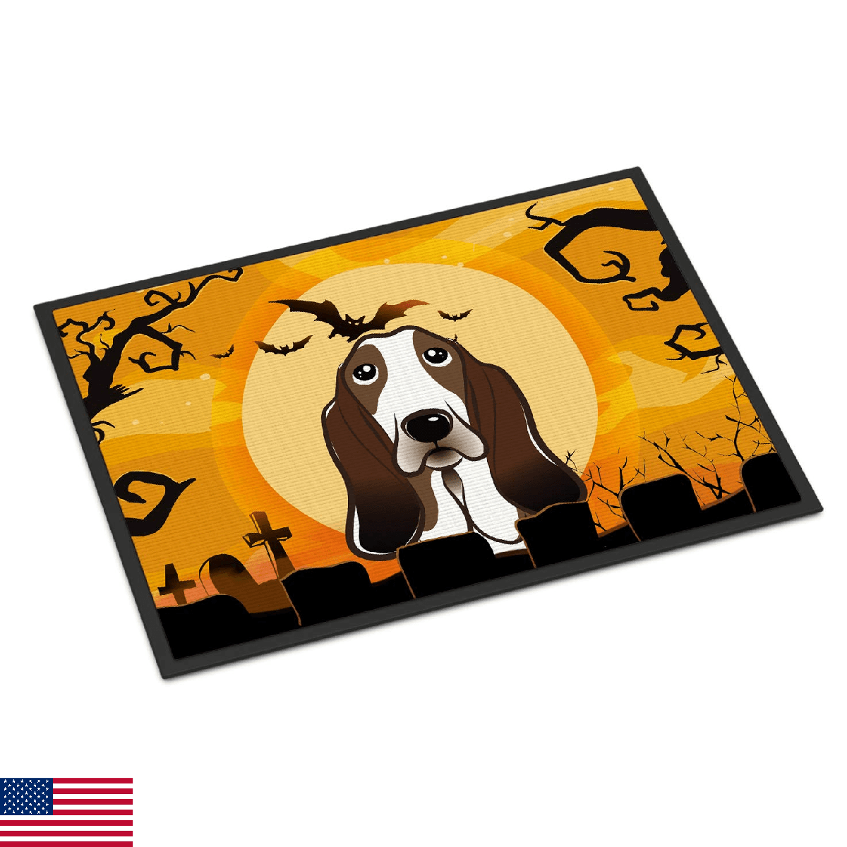 Caroline's Treasures BB1801MAT Halloween Basset Hound Doormat 18x27 Front Door M - Image 1
