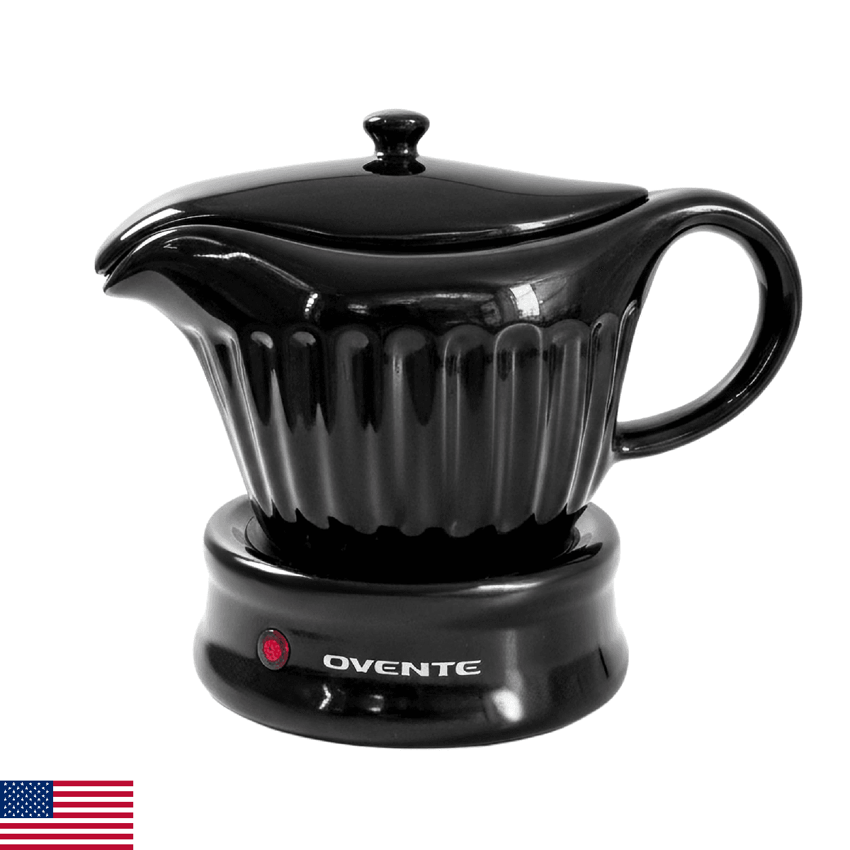 OVENTE Electric Gravy Boat Warmer with Ceramic Pot and Lid, Detachable Warming B - Image 1