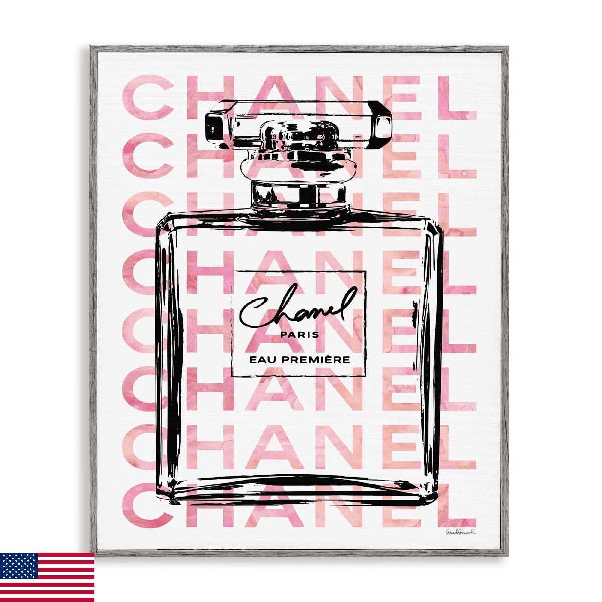 Stupell Industries Glam Pink Fashion Book Champagne Hells and Flowers Grey Frame - Image 1