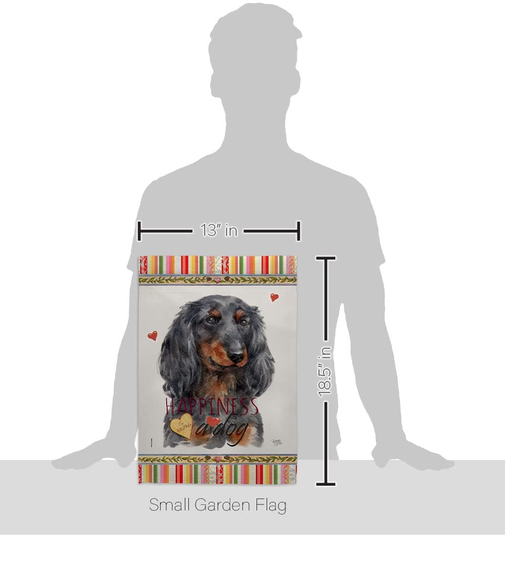 Breeze Decor Blue Long Hair Dachshund Happiness Garden Flag-Set with Stand Dog P - Thumbnail 2