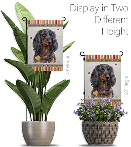 Breeze Decor Blue Long Hair Dachshund Happiness Garden Flag-Set with Stand Dog P - Thumbnail 11