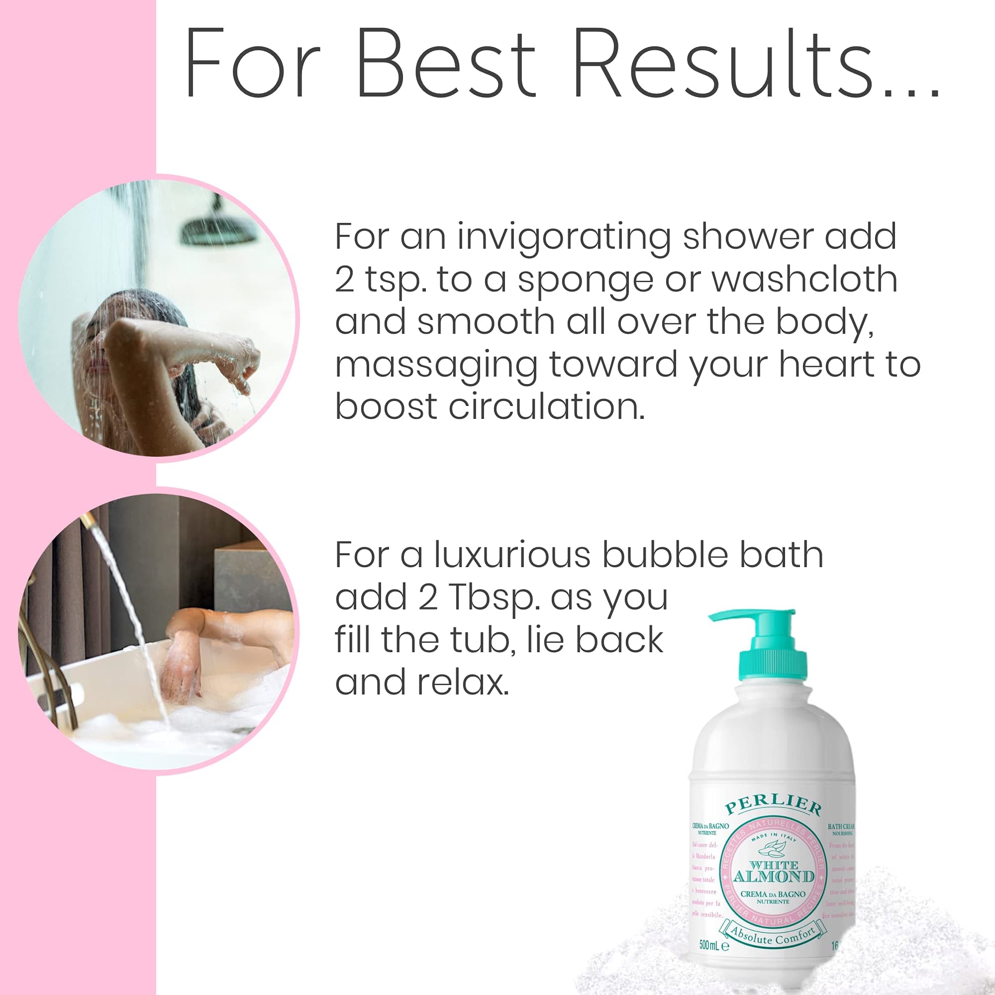 Perlier White Almond Shower & Bath Cream - Nourishing & Soothing Luxury Bath Cre - Thumbnail 4