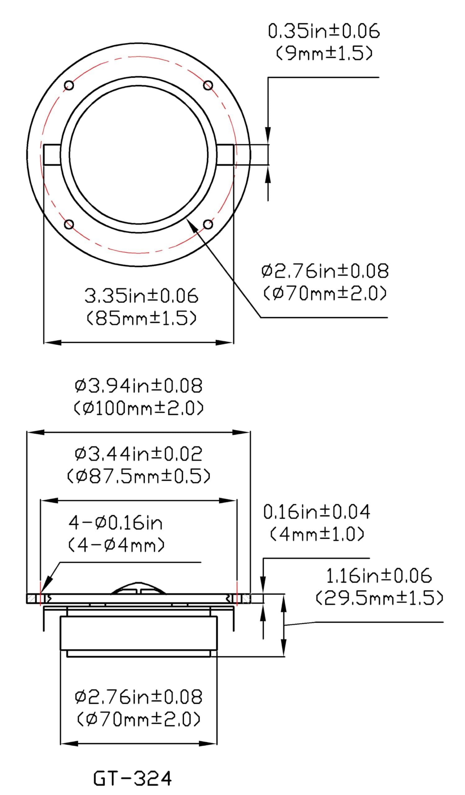 Goldwood Sound 120 Watts 8ohm Titanium Dome Speaker Tweeter Black (GT-324) - Thumbnail 2