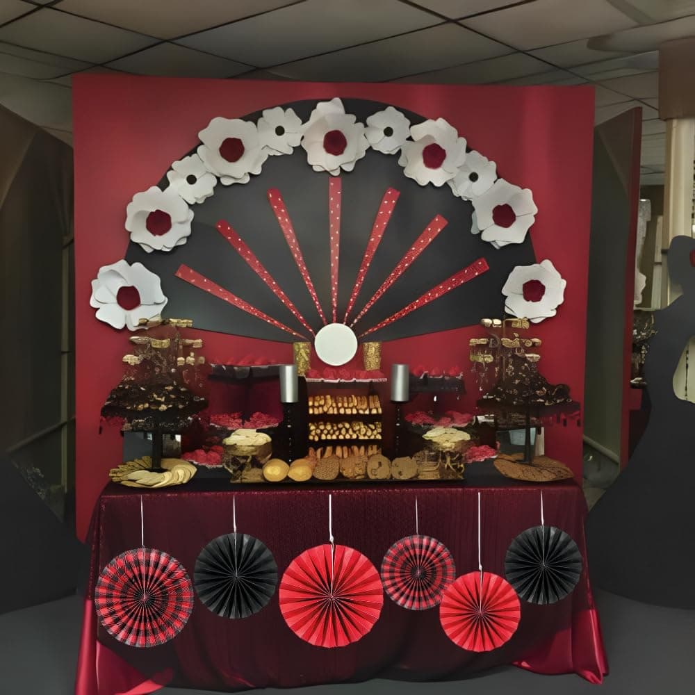 Buffalo Plaid Hanging Fan Party Decor 6 Pieces - Thumbnail 4