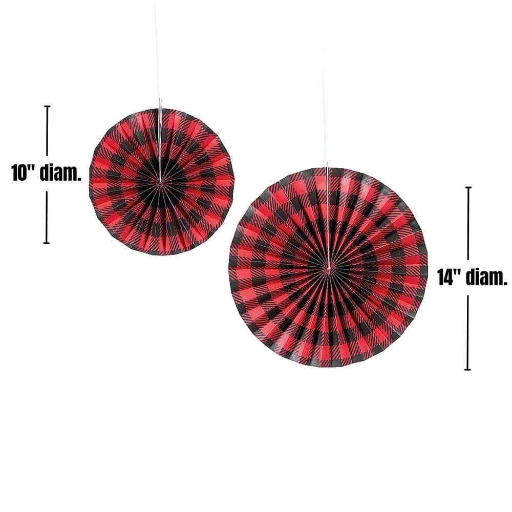 Buffalo Plaid Hanging Fan Party Decor 6 Pieces - Thumbnail 2