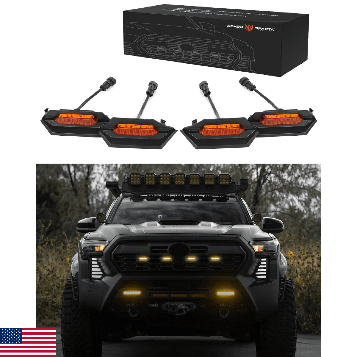 Seven Sparta 4 PCS Grill Led Lights with Fuse Adaptor Compatible with 2024-2025+ - Image 1