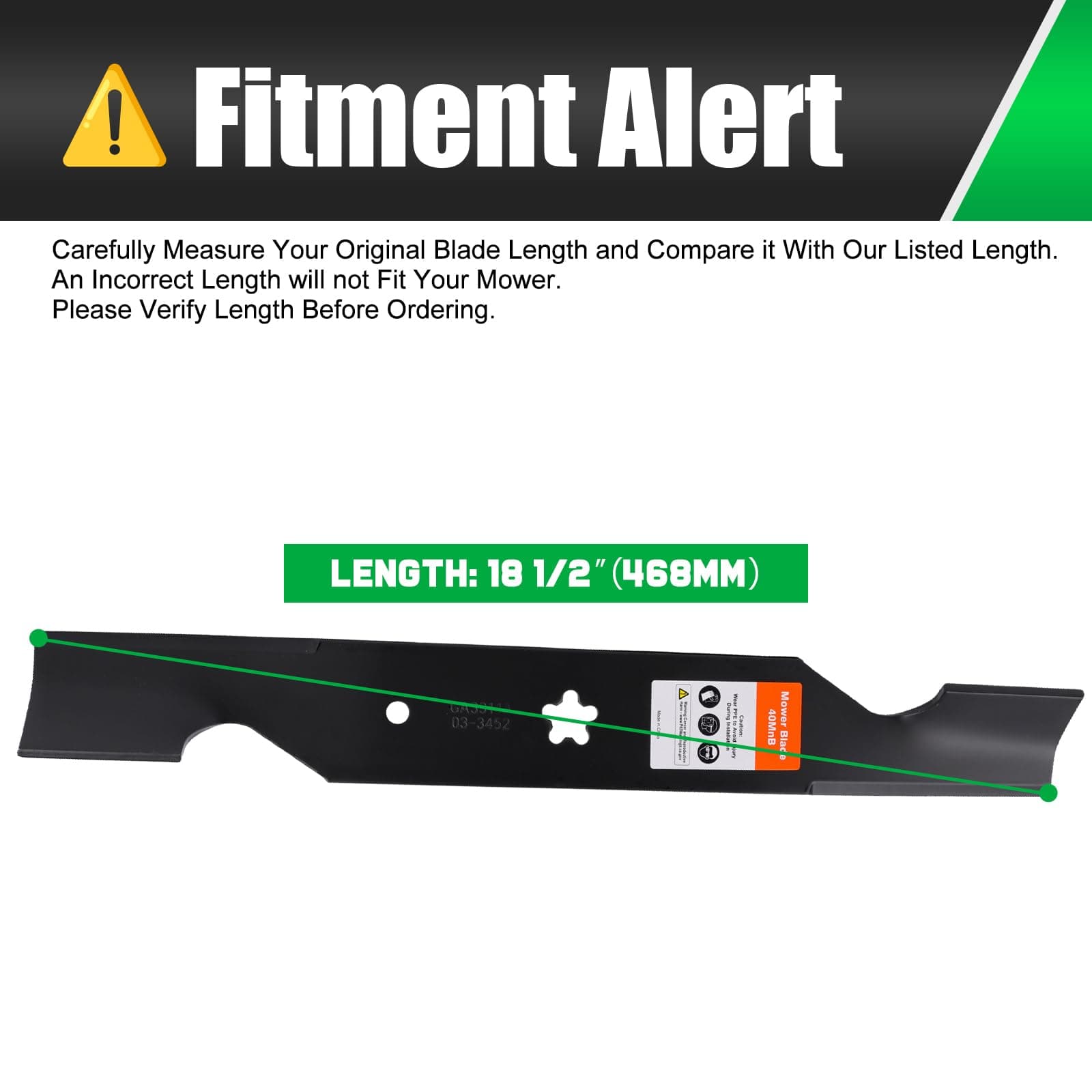 Grasscool Z254F 54" High-Lift Mower Blades for Husqvarna Z254 MZ54 RZ5424 RZ5426 - Thumbnail 2
