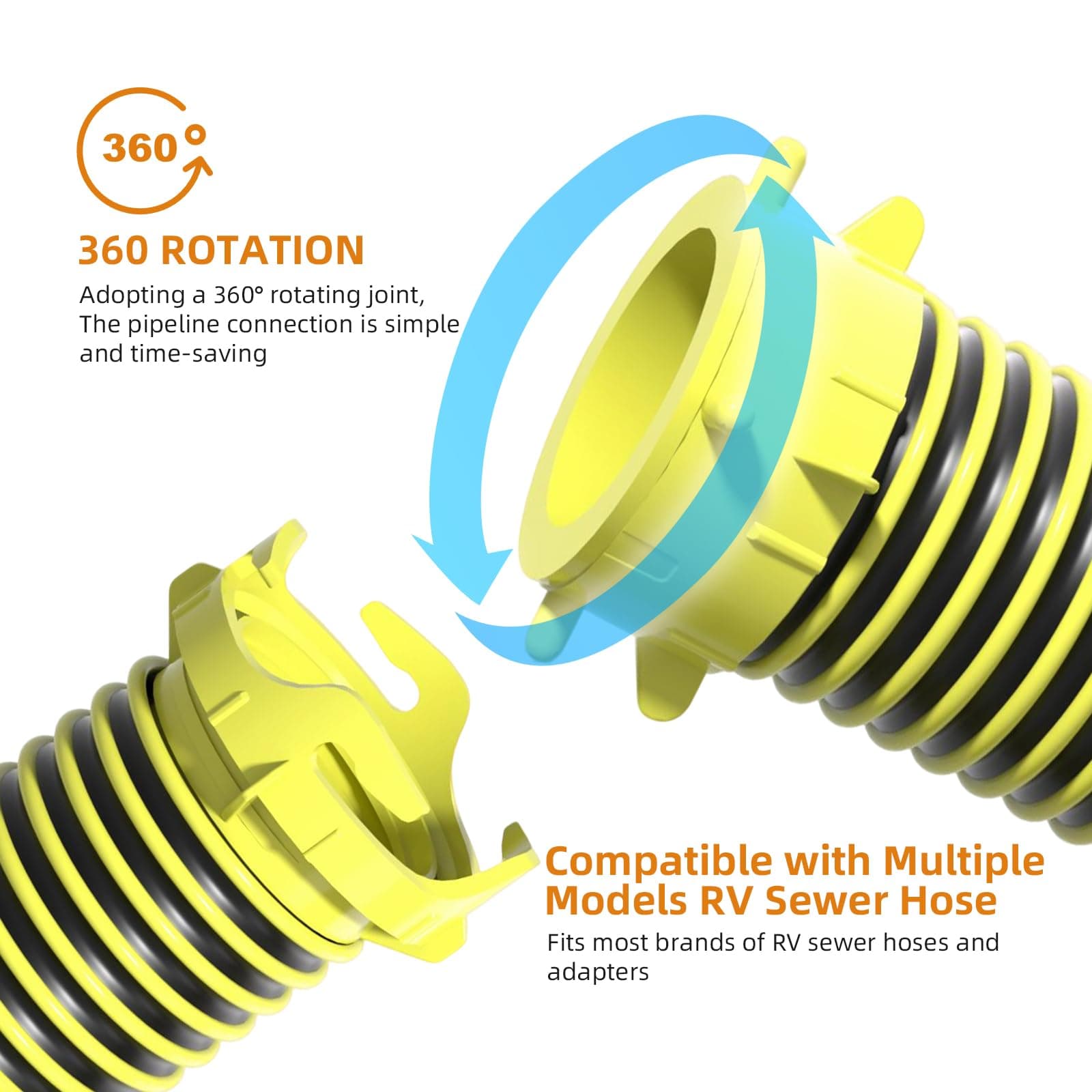 10 FT RV Sewer Hose with Swivel Fitting Upgrade TPE Technology Heavy-Duty Camper - Thumbnail 3