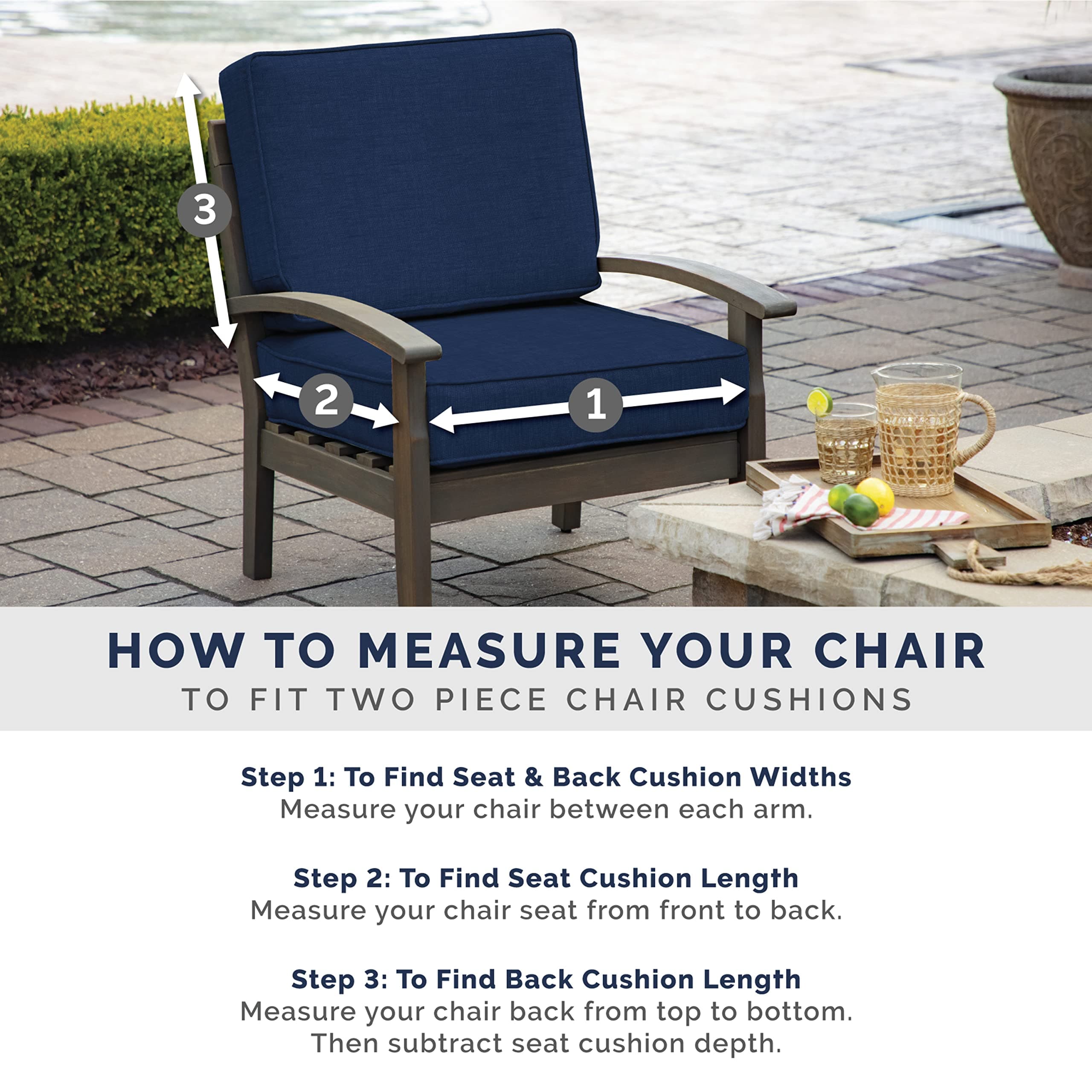 Arden Outdoor Patio Dining Chair Cushion, 20x44, Rain-Proof Seat Pad, Fade-Resis - Thumbnail 7