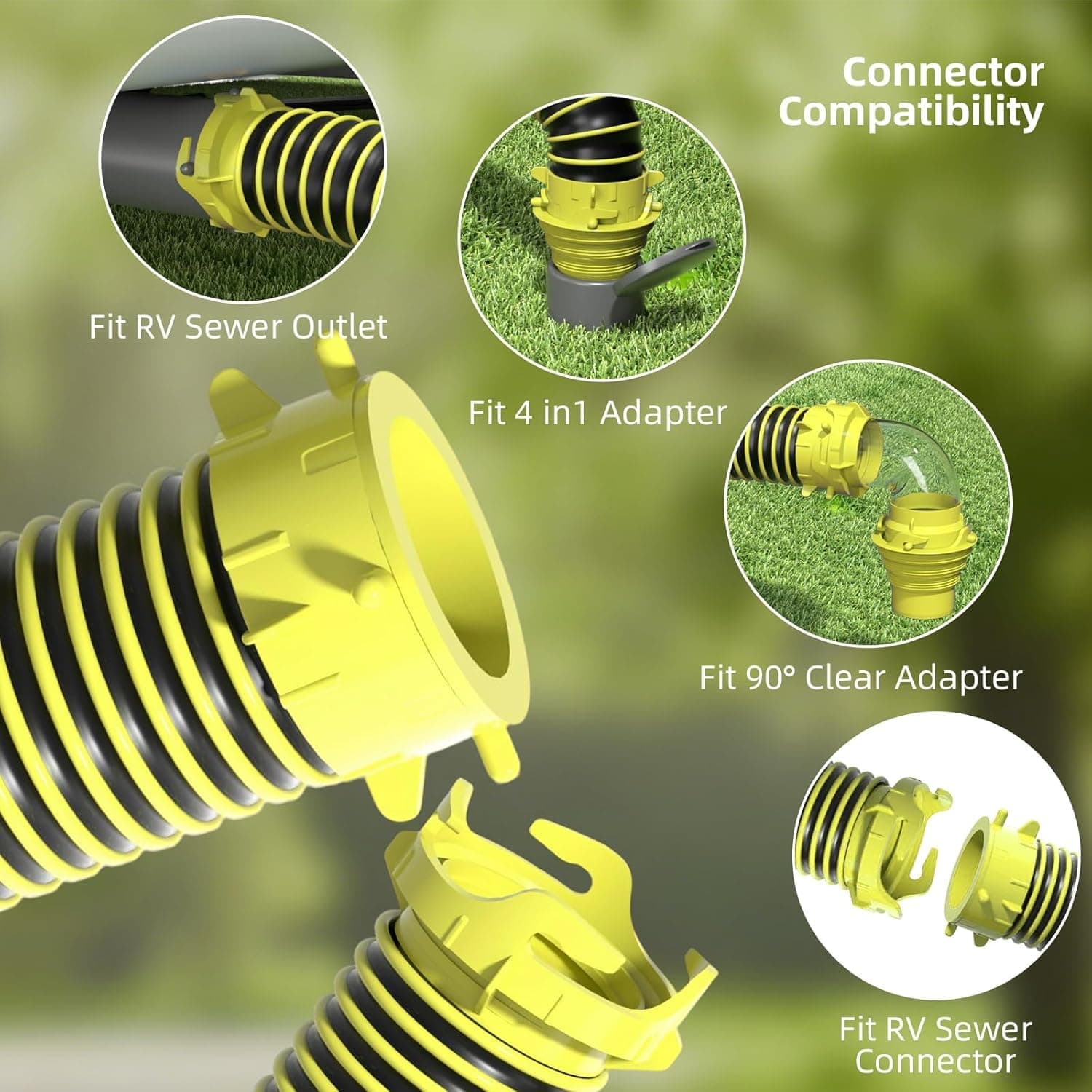 10 FT RV Sewer Hose with Swivel Fitting Upgrade TPE Technology Heavy-Duty Camper - Thumbnail 5