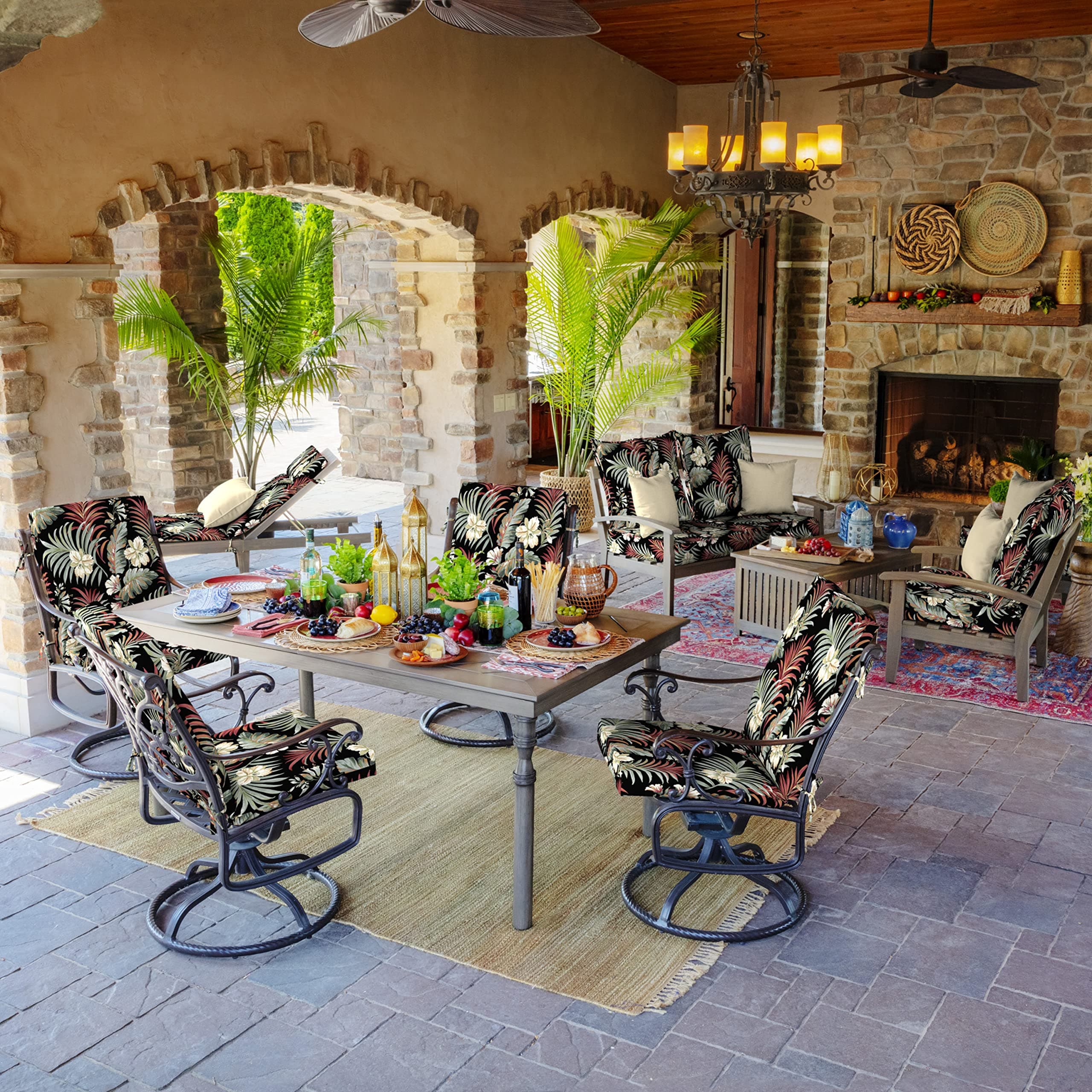 Arden Outdoor Patio Dining Chair Cushion, 20x44, Rain-Proof Seat Pad, Fade-Resis - Thumbnail 5