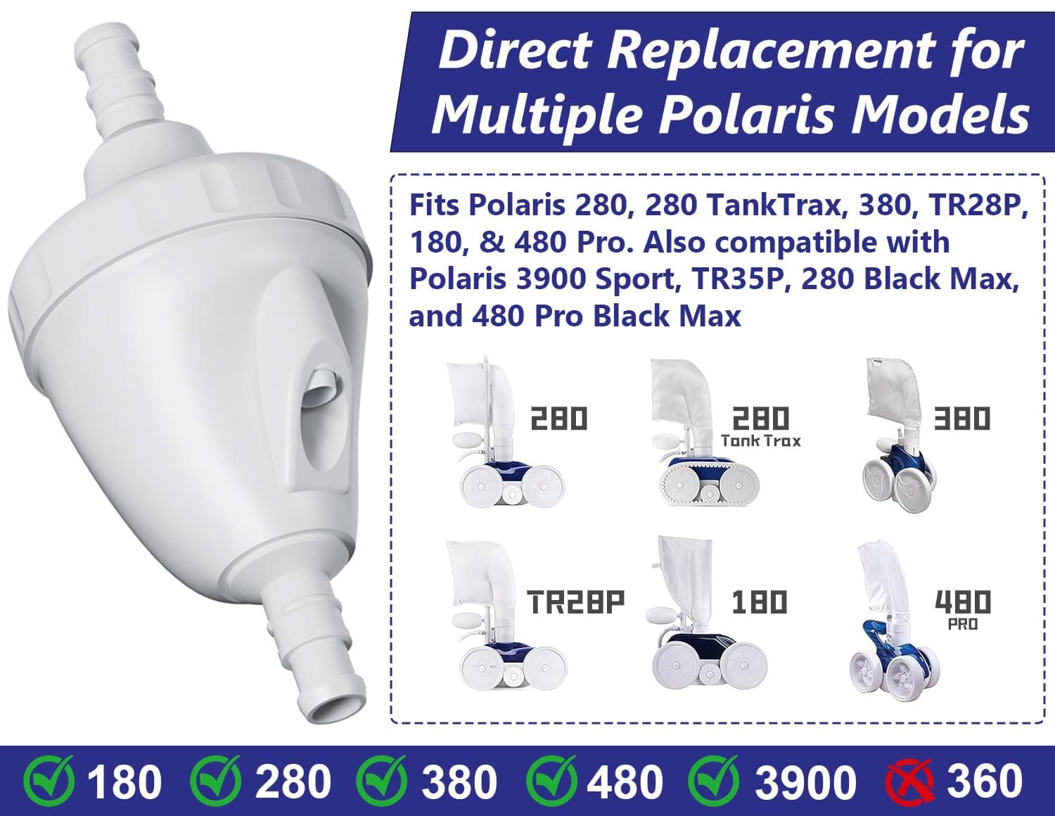G52 Backup Valve Replacement for Polaris Pool Cleaner Parts - Thumbnail 2