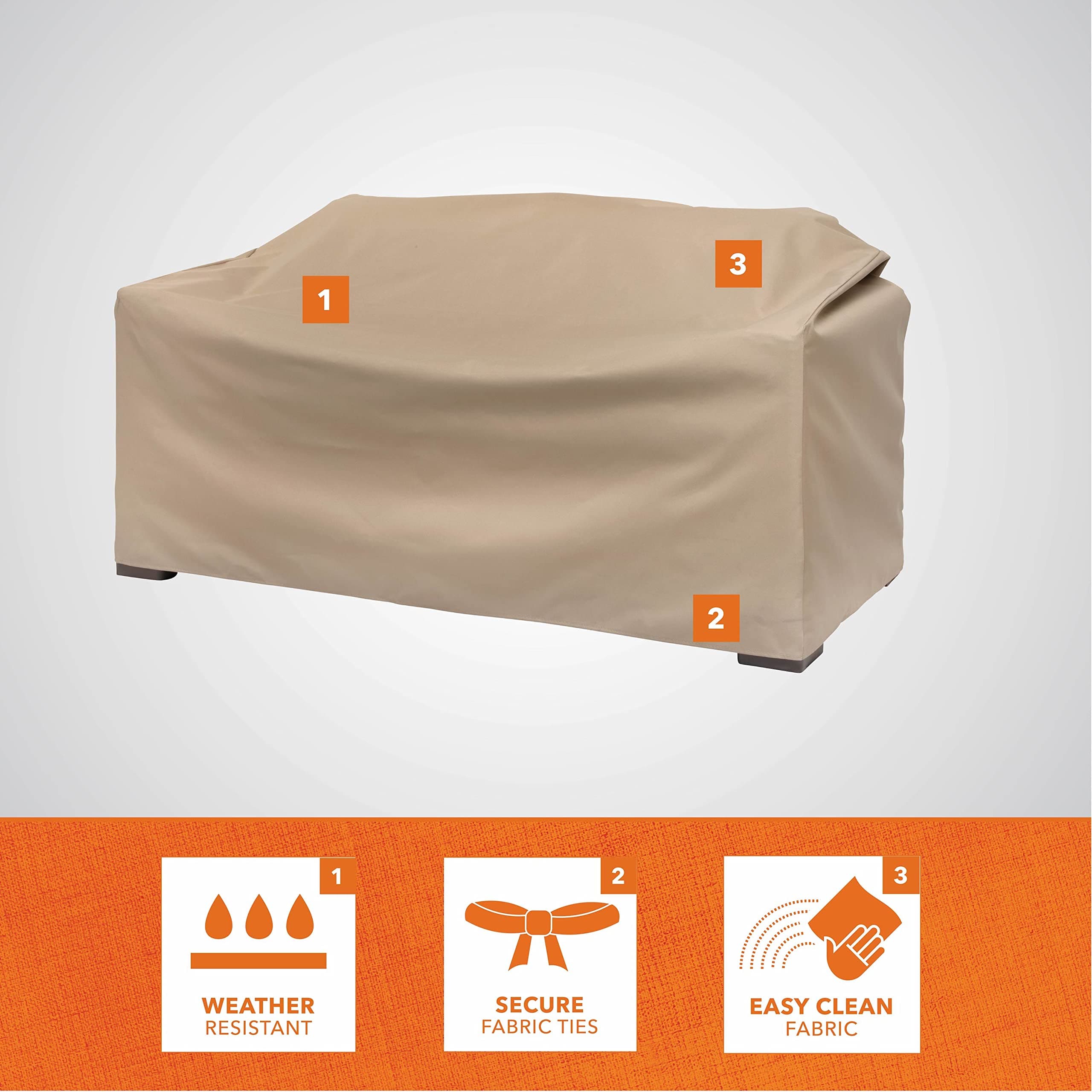 Modern Leisure Basics Patio Loveseat/Sofa Cover - Weather-Resistant Fabric - Out - Thumbnail 3