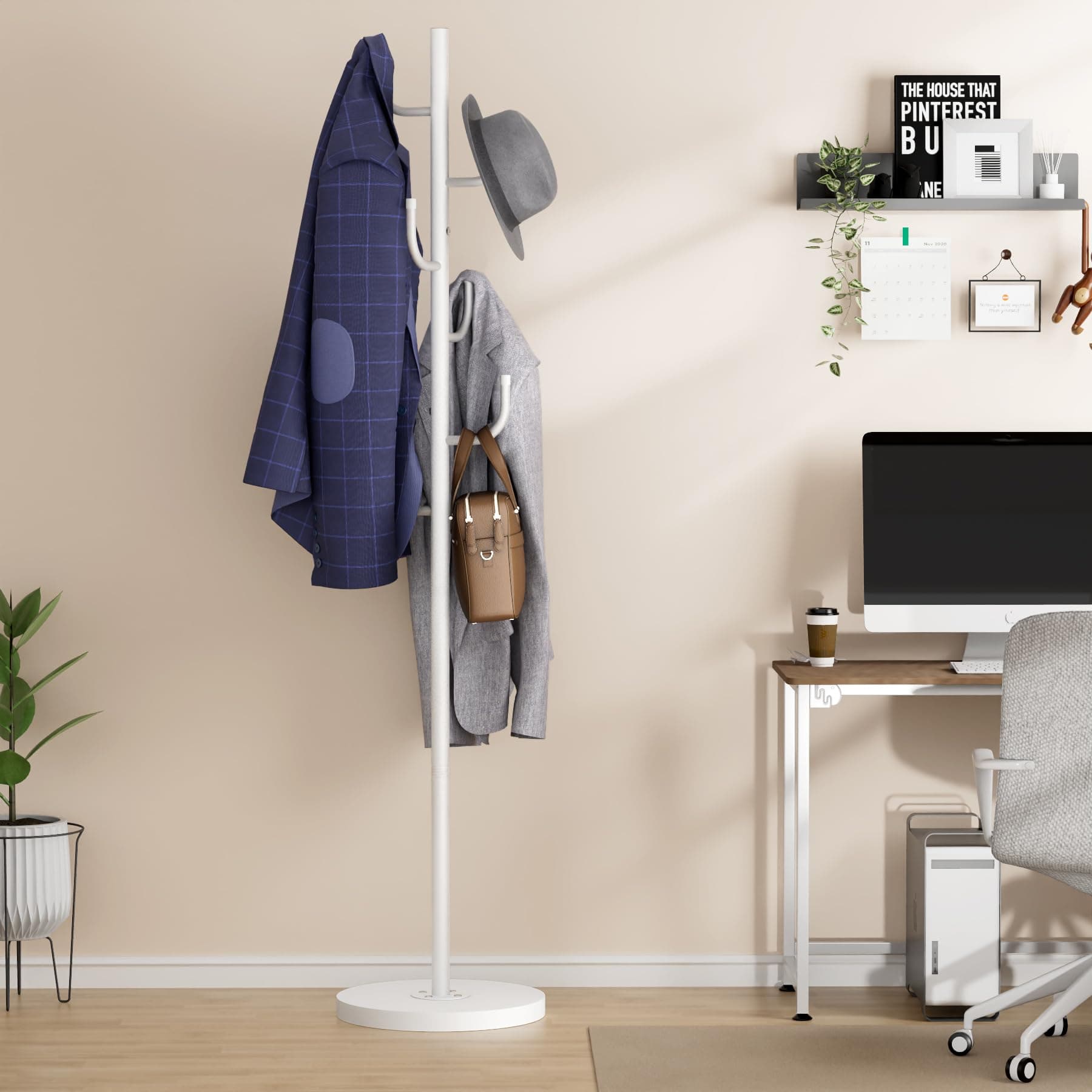 MISSLO Heavy Duty Coat Rack Freestanding 4 Adjustable Size Coat Tree with Stable - Thumbnail 8