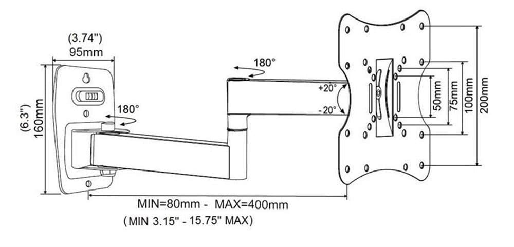 INLAND ProHT Articulating TV Wall Mount Full Motion (05329) for TV Flat Panel Mo - Thumbnail 4