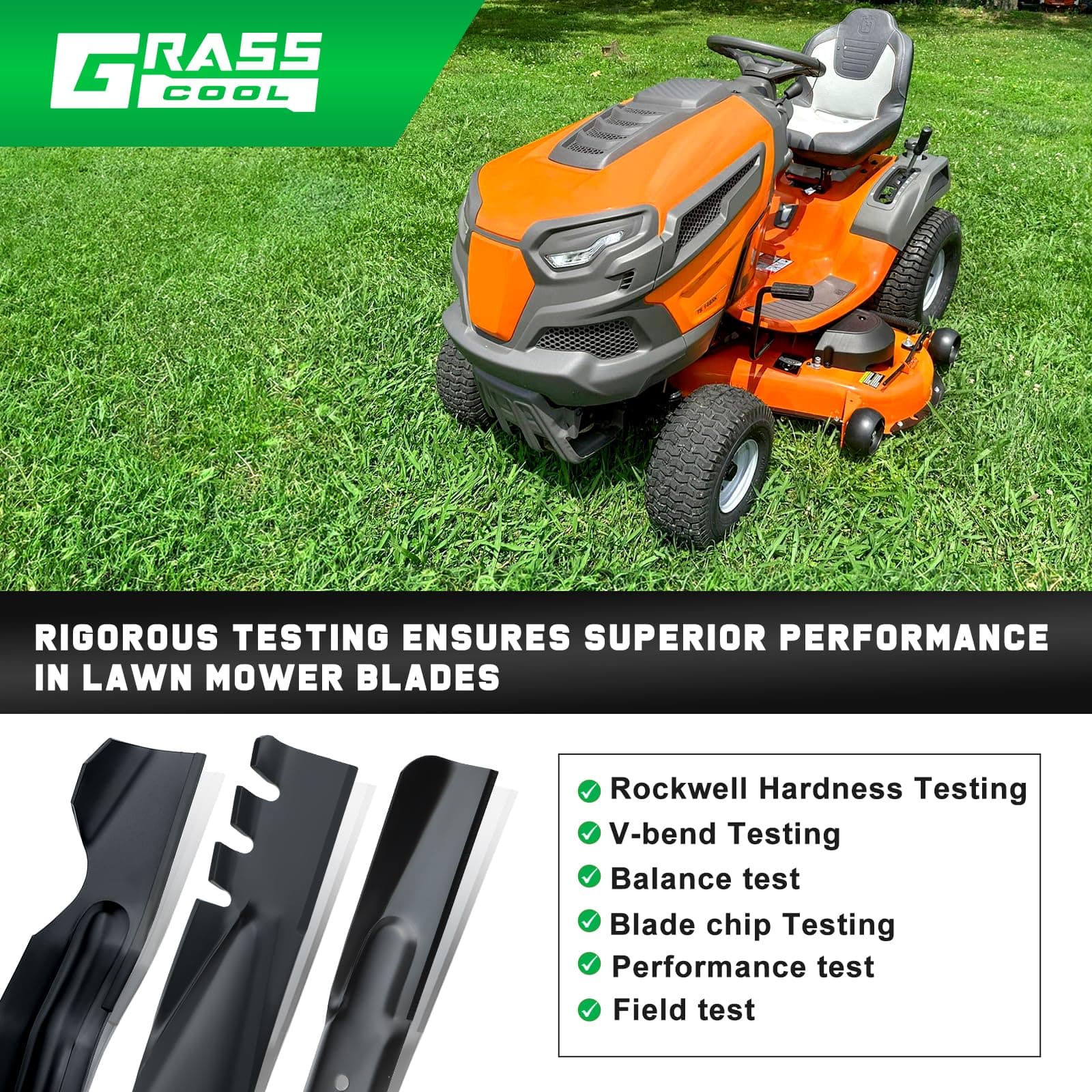 Grasscool Z254F 54" High-Lift Mower Blades for Husqvarna Z254 MZ54 RZ5424 RZ5426 - Thumbnail 8