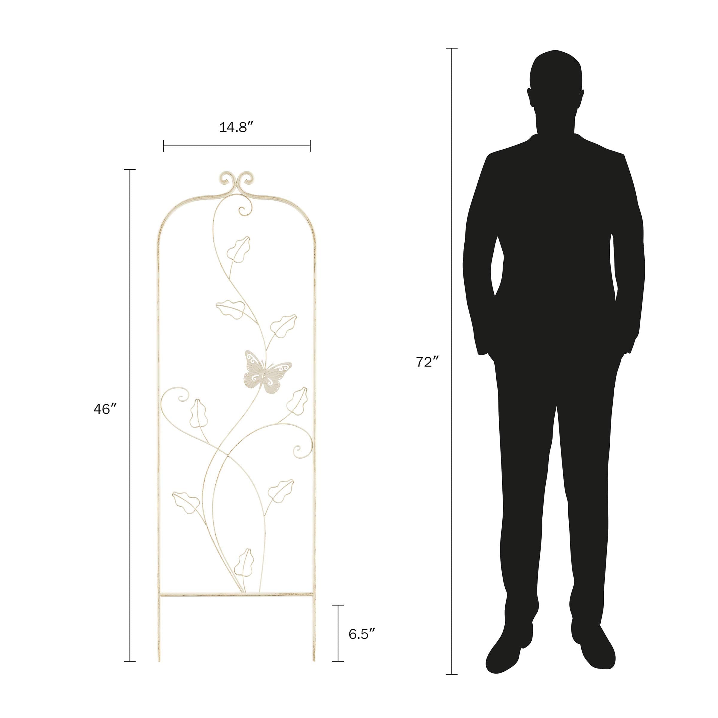 Garden Trellis-for Climbing Plants- 46-Inch White Decorative Leafy Vine & Butter - Thumbnail 2