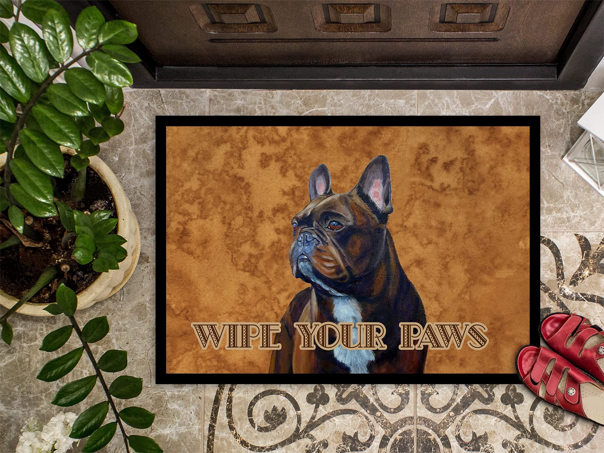 Caroline's Treasures LH9455MAT French Bulldog Wipe Your Paws Doormat 18x27 Front - Thumbnail 3