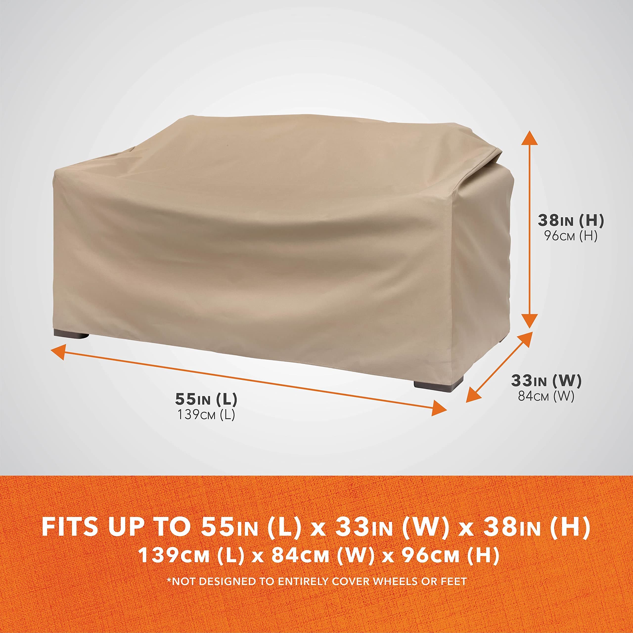 Modern Leisure Basics Patio Loveseat/Sofa Cover - Weather-Resistant Fabric - Out - Thumbnail 2