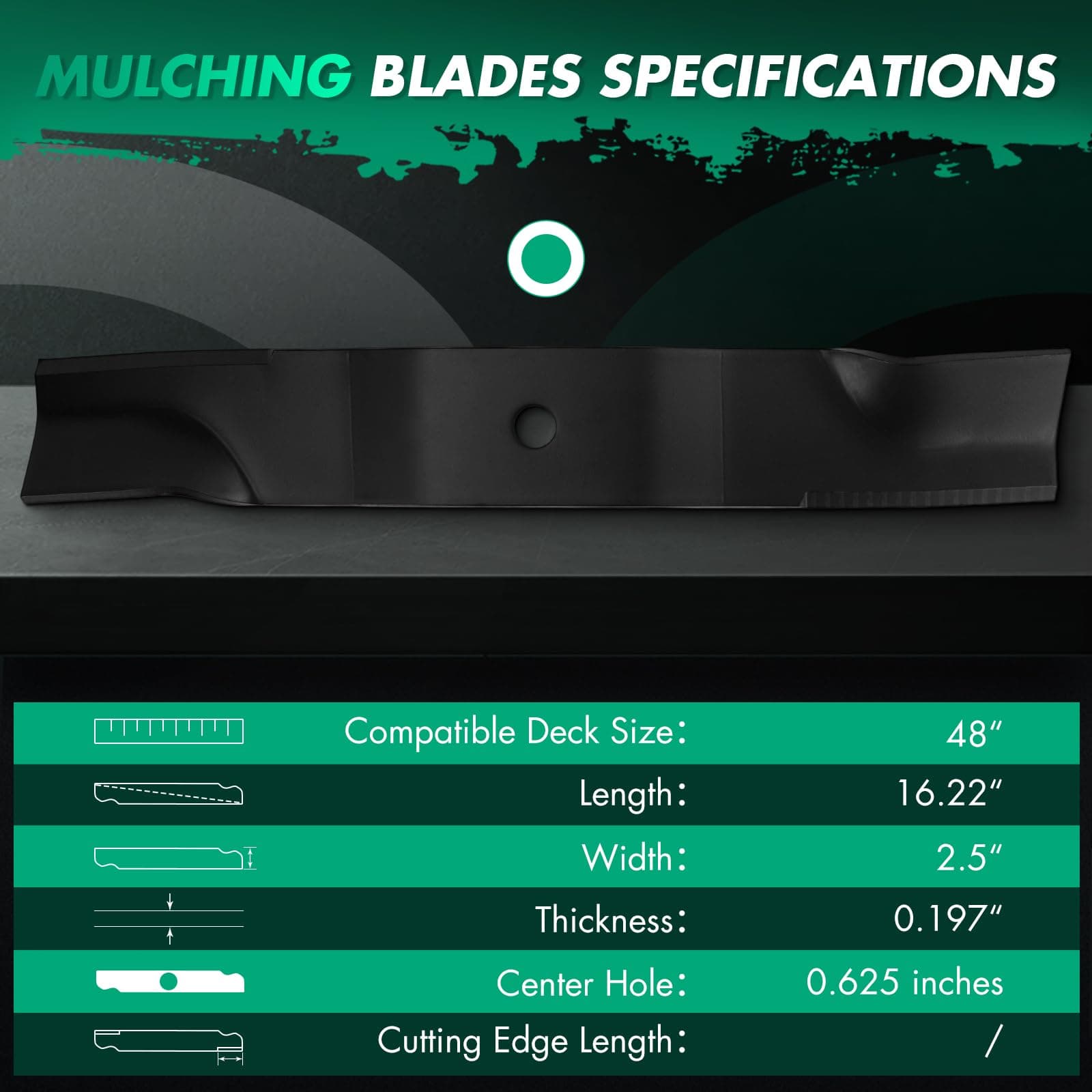 SCITOO 3 Pack Lawn Mower Blade, 48 inches Blades Compatible for Lesco 050227, 12 - Thumbnail 5