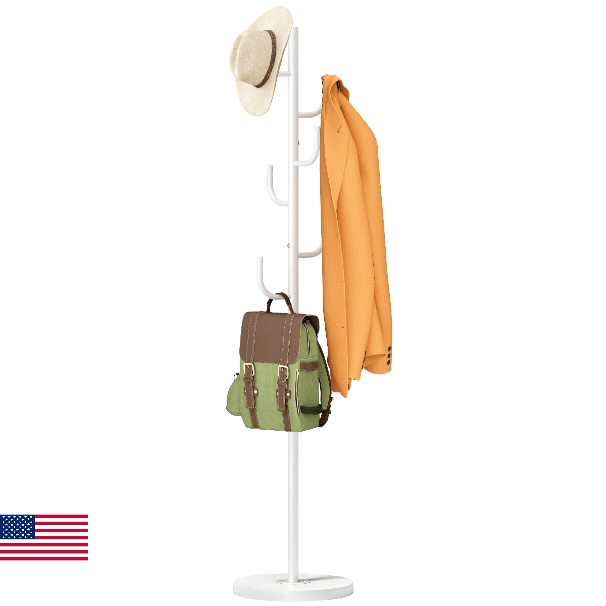 MISSLO Heavy Duty Coat Rack Freestanding 4 Adjustable Size Coat Tree with Stable - Image 1