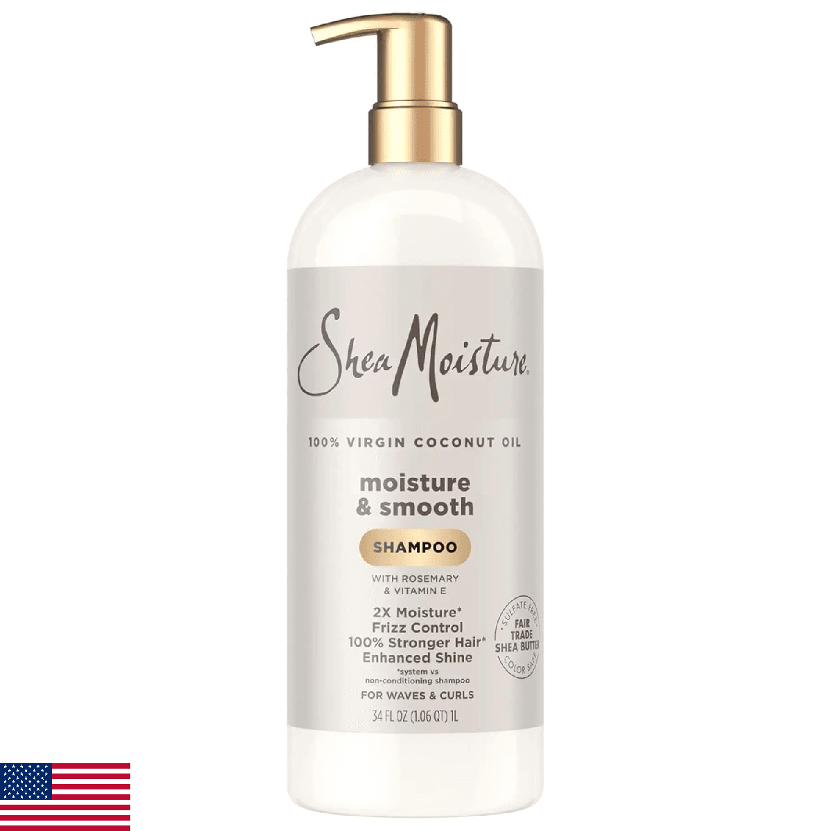 Shea Moisture 100% Virgin Coconut Oil Moisture & Smooth Shampoo, 34 fl oz - Image 1
