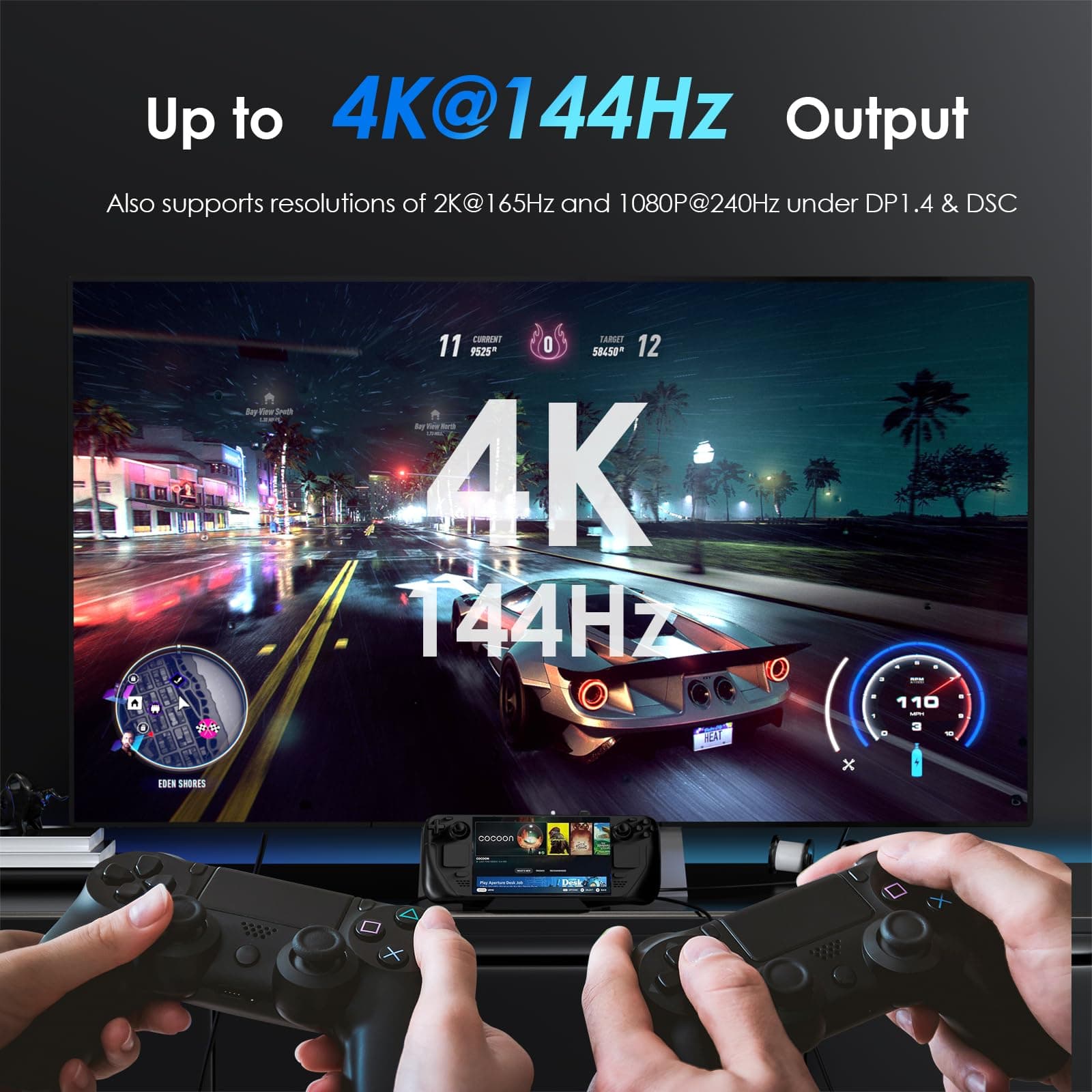 WAVLINK 6-in-1 Steam Deck Docking Station ROG Ally 4K HDMI 144Hz 100W PD USB 3.2 - Thumbnail 3