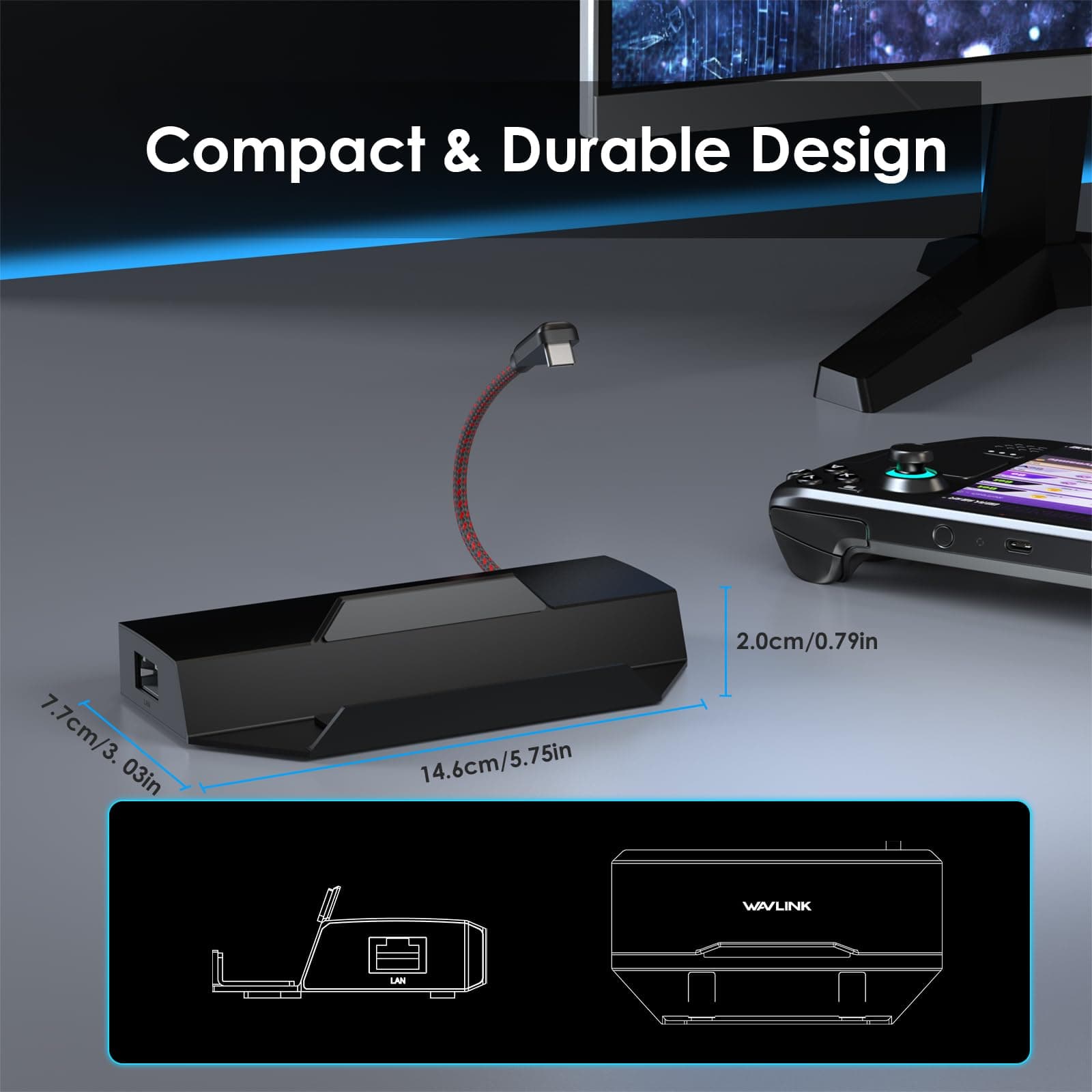 WAVLINK 6-in-1 Steam Deck Docking Station ROG Ally 4K HDMI 144Hz 100W PD USB 3.2 - Thumbnail 7
