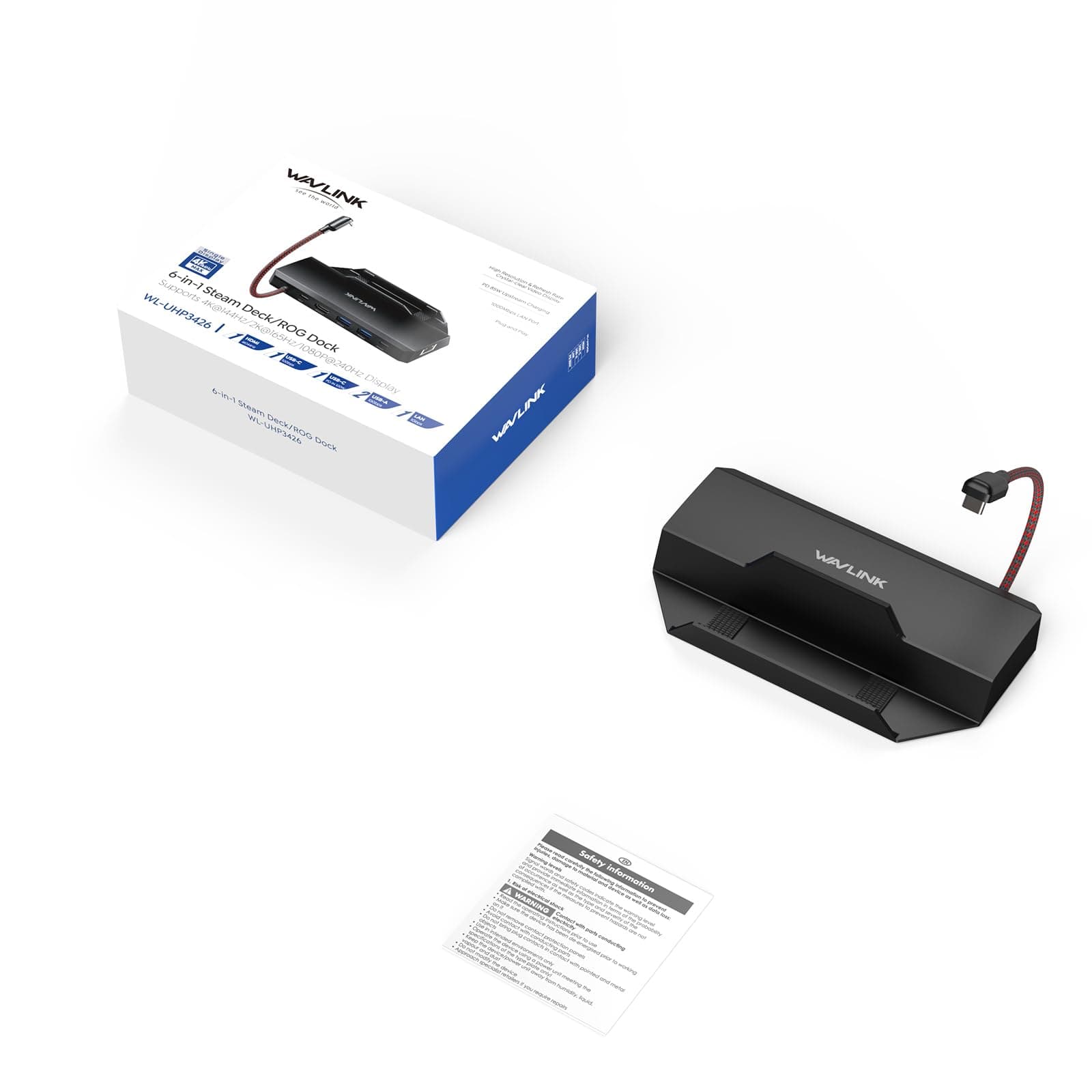 WAVLINK 6-in-1 Steam Deck Docking Station ROG Ally 4K HDMI 144Hz 100W PD USB 3.2 - Thumbnail 9