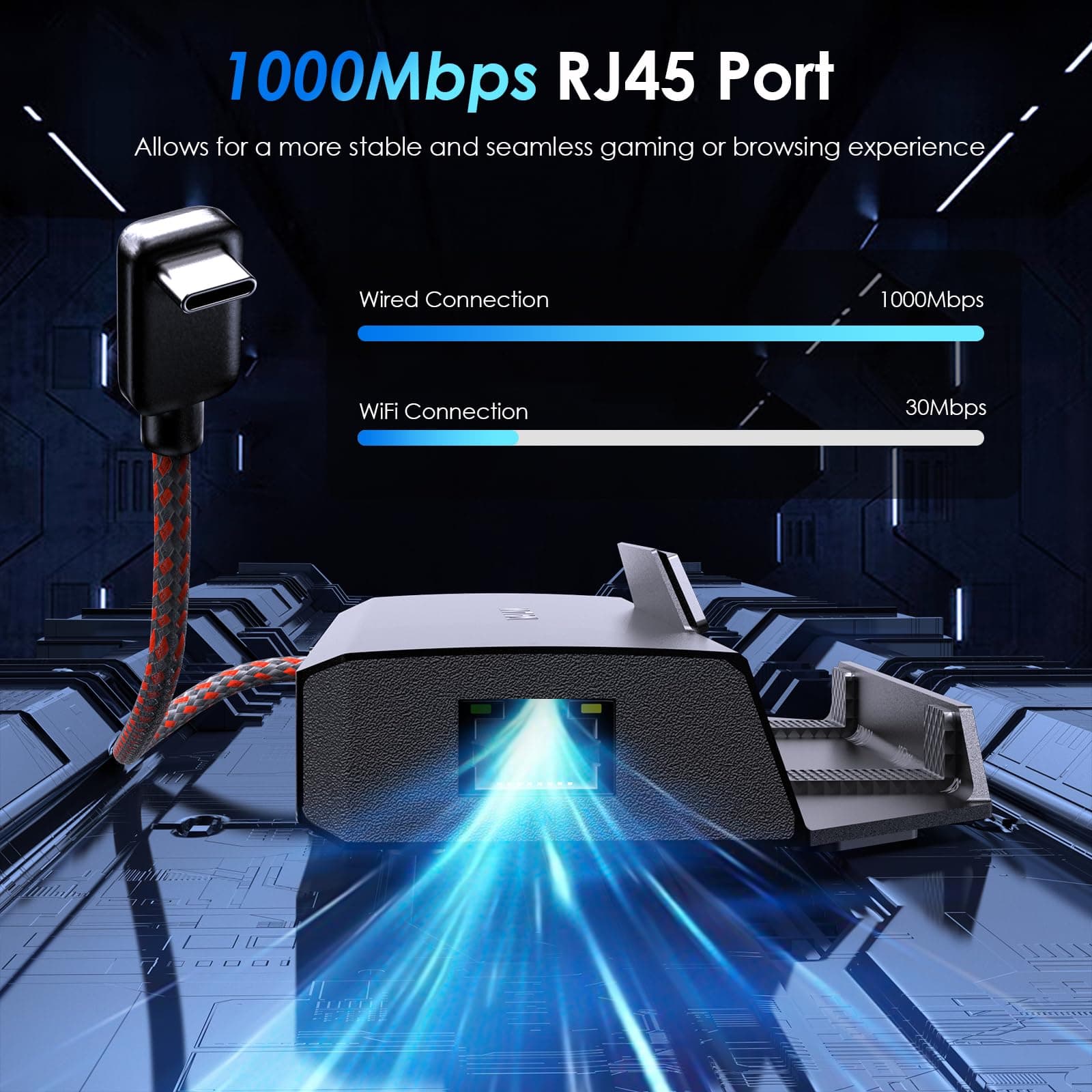 WAVLINK 6-in-1 Steam Deck Docking Station ROG Ally 4K HDMI 144Hz 100W PD USB 3.2 - Thumbnail 8