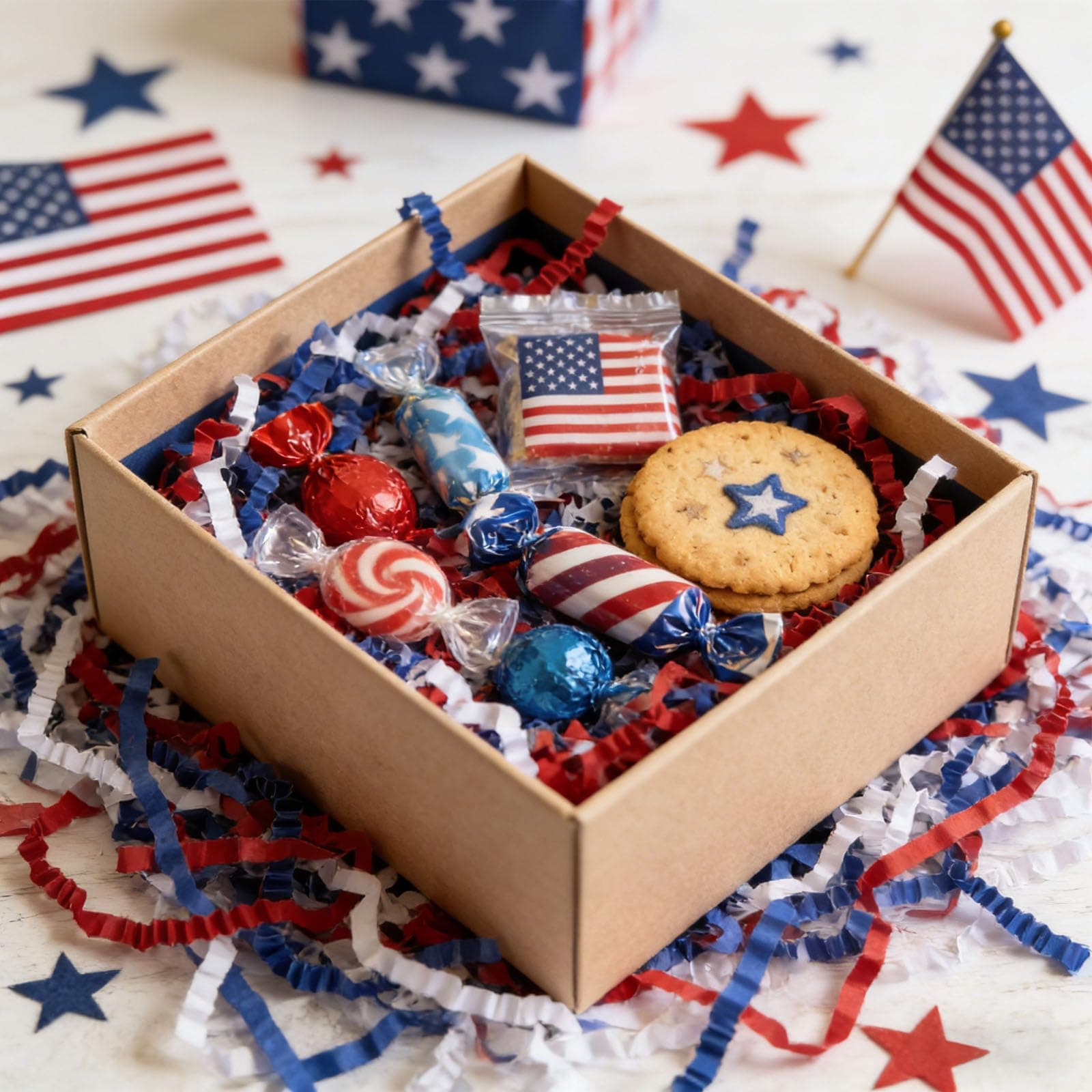 ZEBMOON 2 LB Red White Blue Crinkle Cut Paper Shred Filler Great for Gift Wrappi - Thumbnail 3