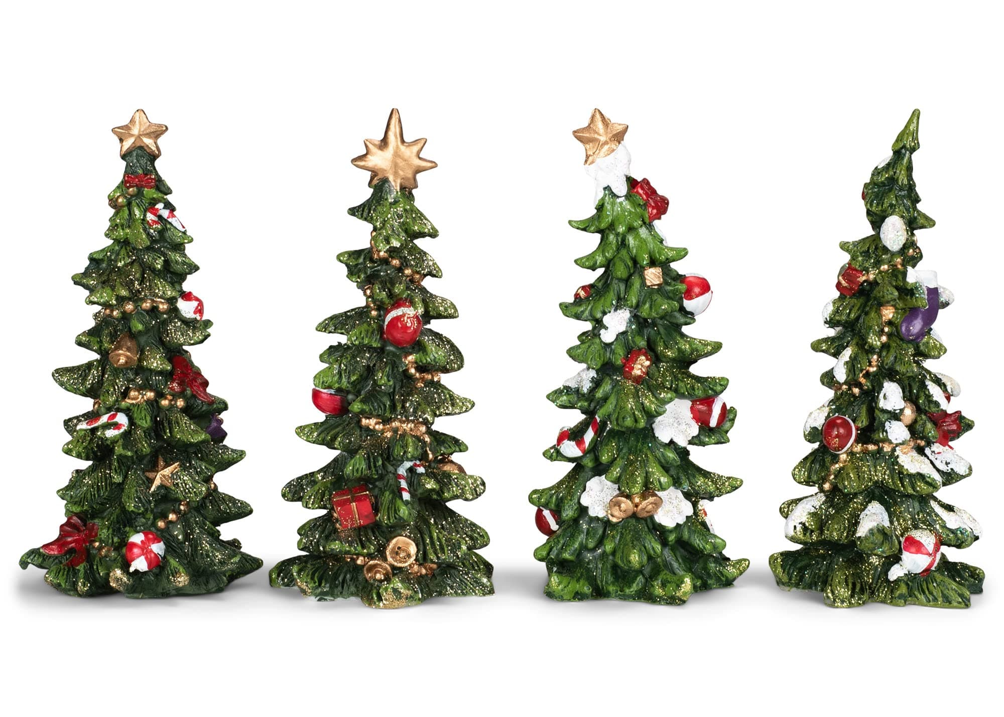Transpac Imports Resin Holiday Tree Set of 4 Figurine, Green - Thumbnail 3