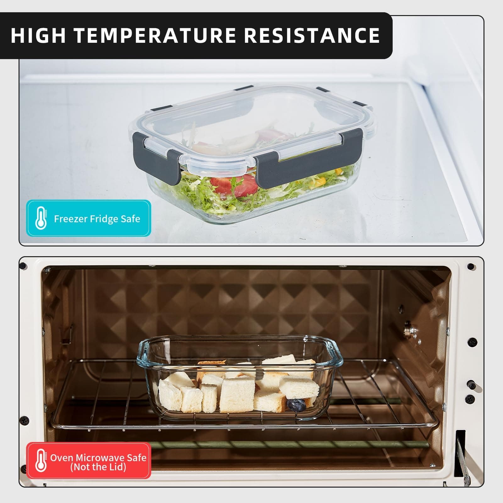 Wancilock 10 Pack Glass Meal Prep Containers with Lids, Reusable Airtight Leakpr - Thumbnail 5