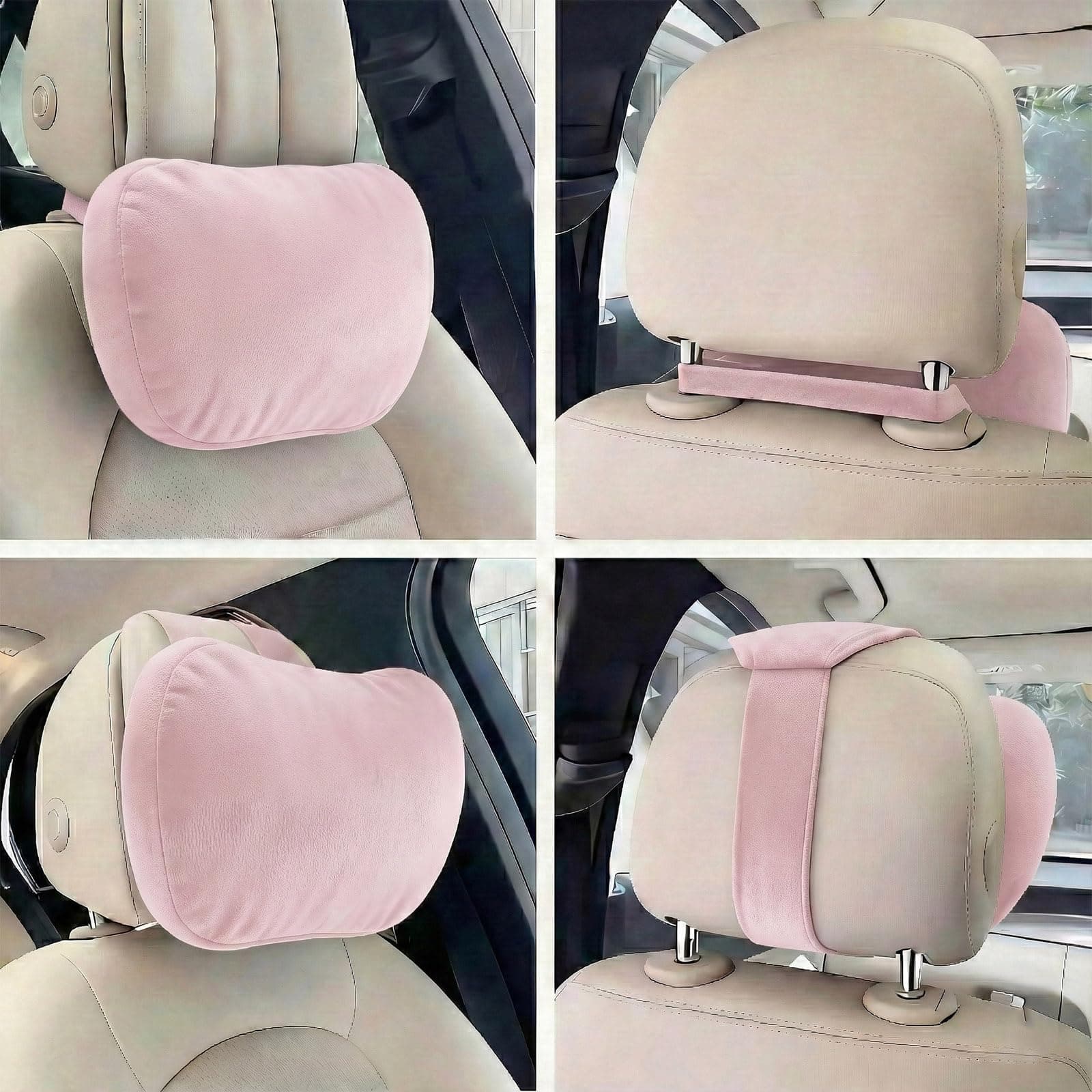 WELBRIT 2PCS Car Pillow Neck Lumbar Support Leather Cushion Head Rest Elastic St - Thumbnail 5