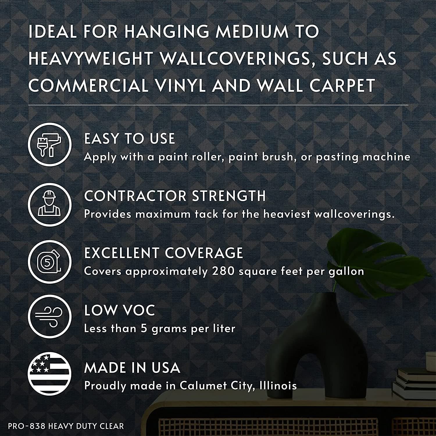 ROMAN PRO-838 Heavy Duty Clear Wallpaper Adhesive, for Commercial Weight Wallcov - Thumbnail 7