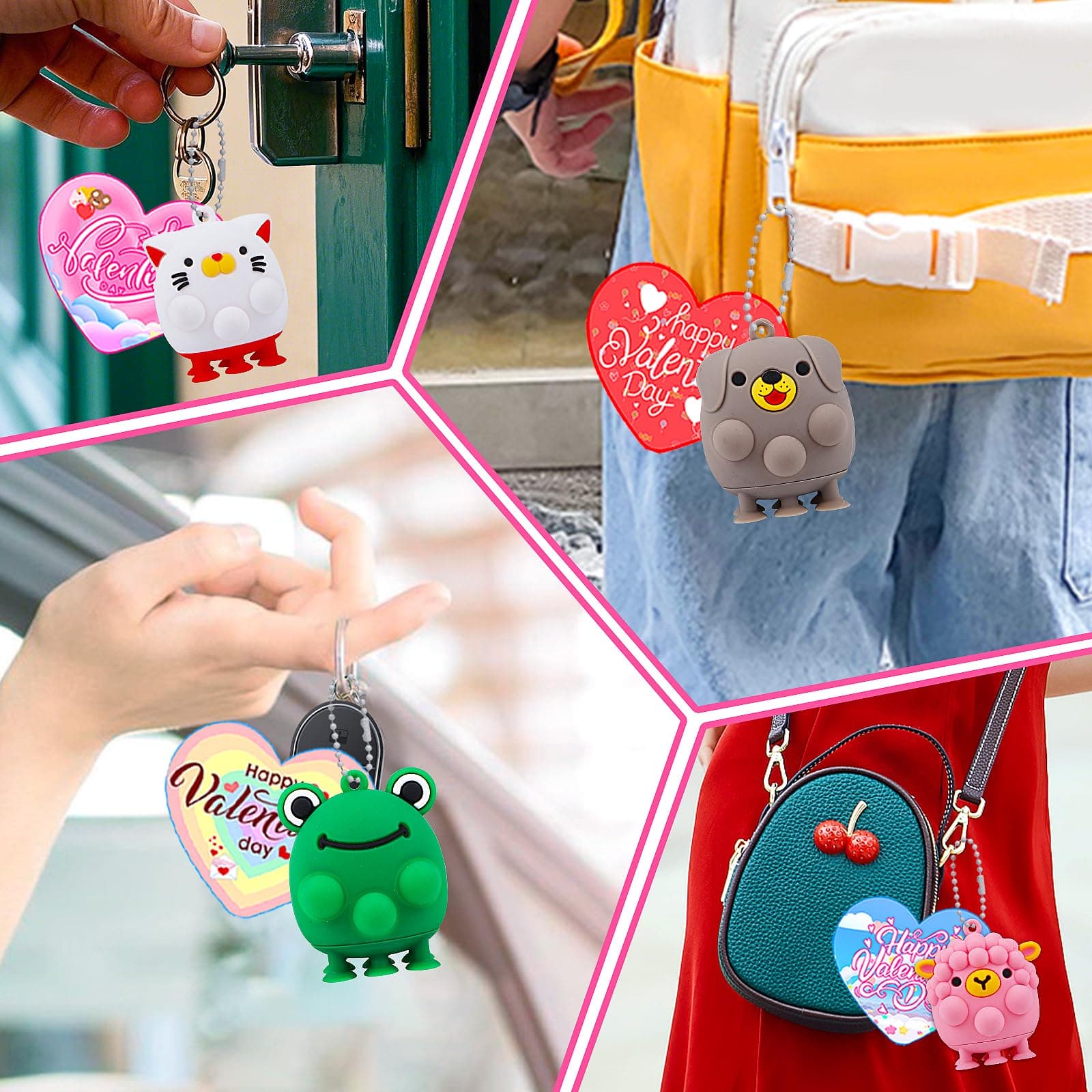Valentines Day Cards for Kids School , 24PCS Animal Pop Suction Toys with Valent - Thumbnail 6