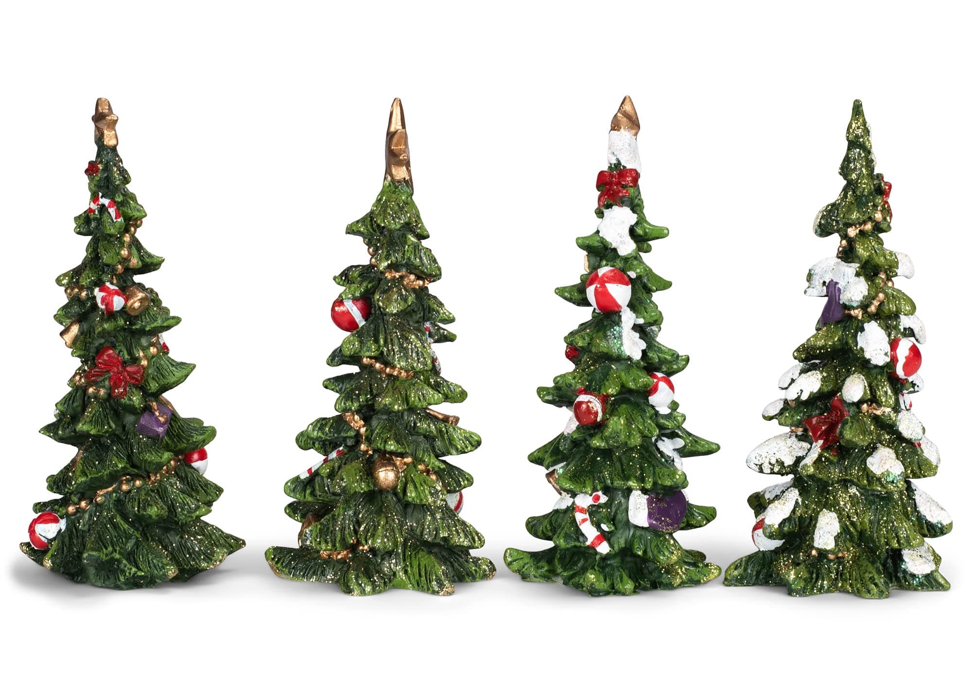 Transpac Imports Resin Holiday Tree Set of 4 Figurine, Green - Thumbnail 2