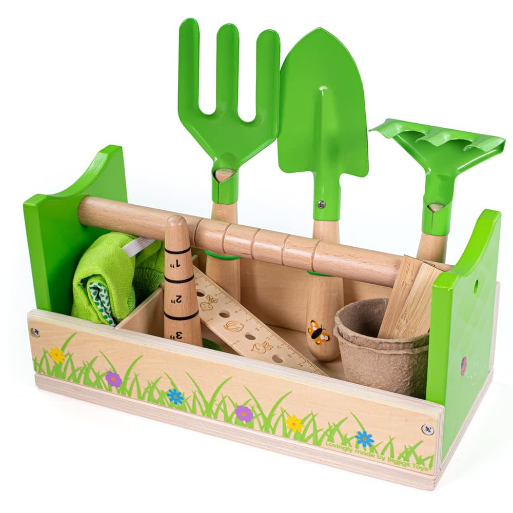 Bigjigs Toys, Gardening Caddy, Wooden Toys, Gardening Tools, Outdoor Toys, Garde - Thumbnail 2