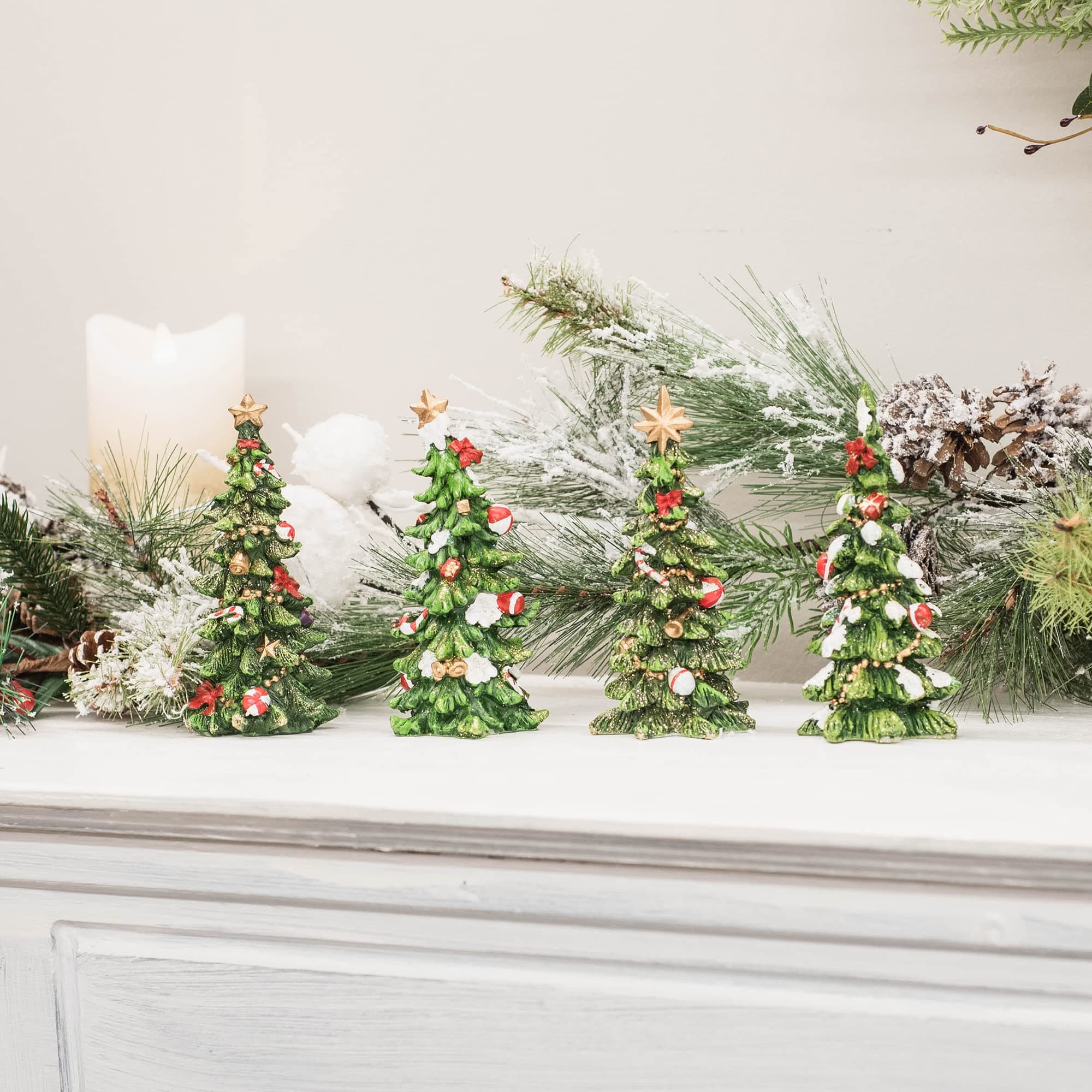 Transpac Imports Resin Holiday Tree Set of 4 Figurine, Green - Thumbnail 6