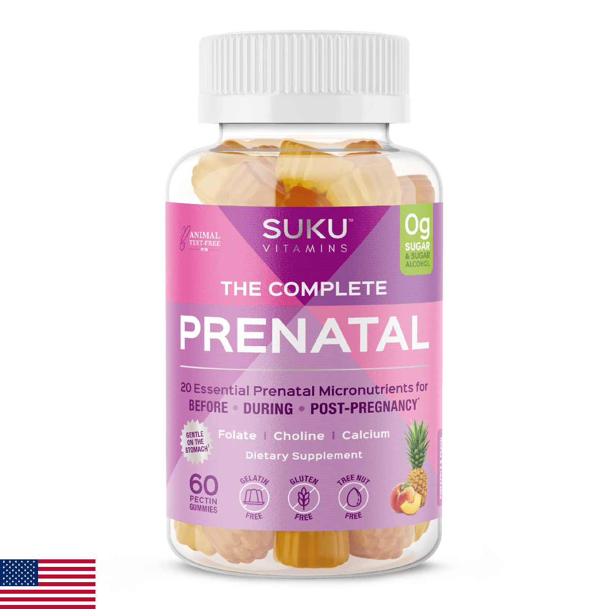 SUKU Prenatal Multivitamin Gummies – Folate, Calcium, Vitamin D3, B12, K2 – Suga - Image 1