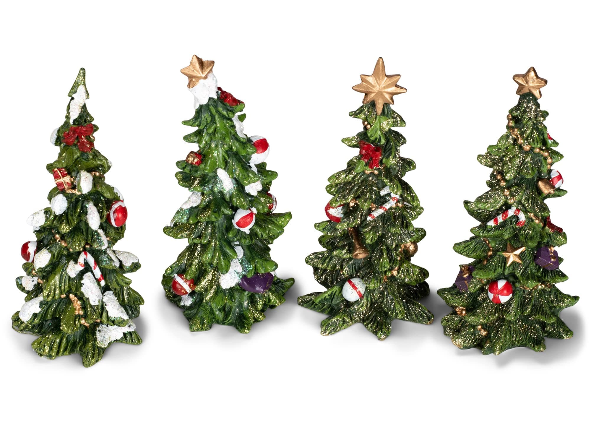 Transpac Imports Resin Holiday Tree Set of 4 Figurine, Green - Thumbnail 5