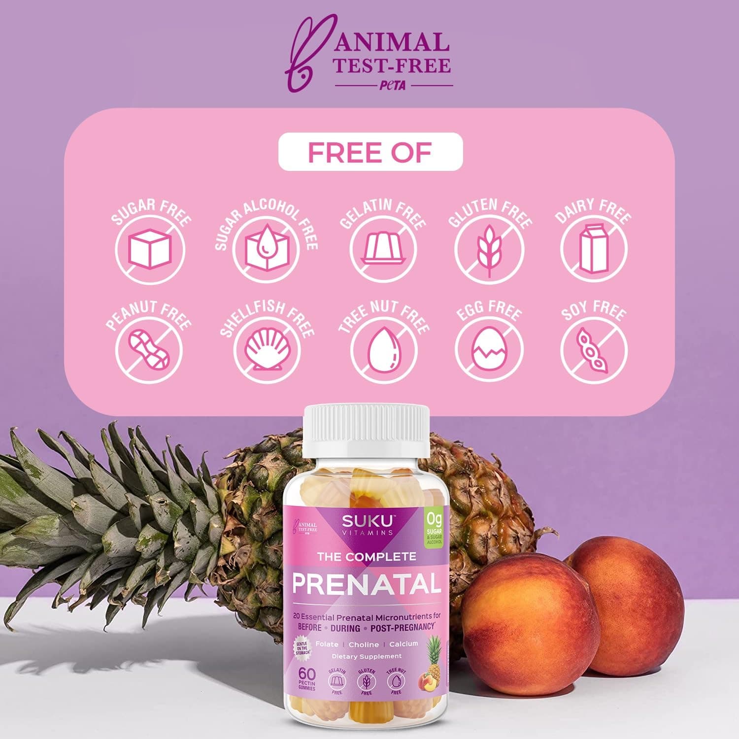 SUKU Prenatal Multivitamin Gummies – Folate, Calcium, Vitamin D3, B12, K2 – Suga - Thumbnail 9