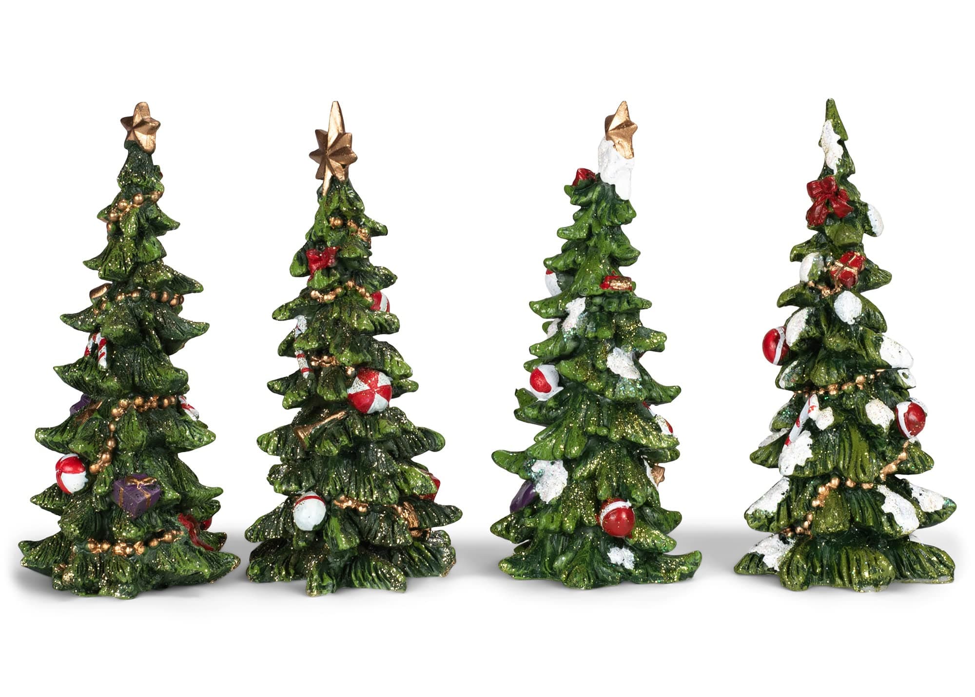 Transpac Imports Resin Holiday Tree Set of 4 Figurine, Green - Thumbnail 4