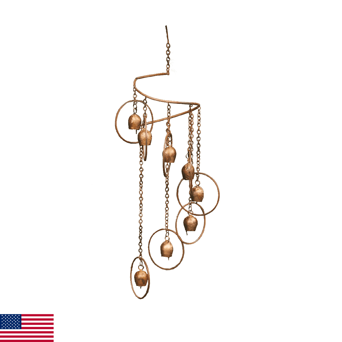 Ancient Graffiti AG-87064, 8 x 25 Flamed Circle with Bells Hanging Spiral Mobile - Image 1