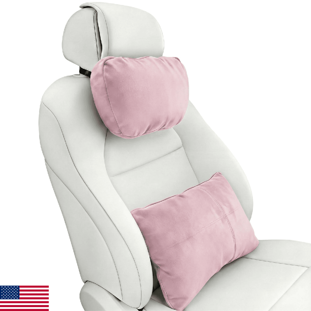 WELBRIT 2PCS Car Pillow Neck Lumbar Support Leather Cushion Head Rest Elastic St - Image 1